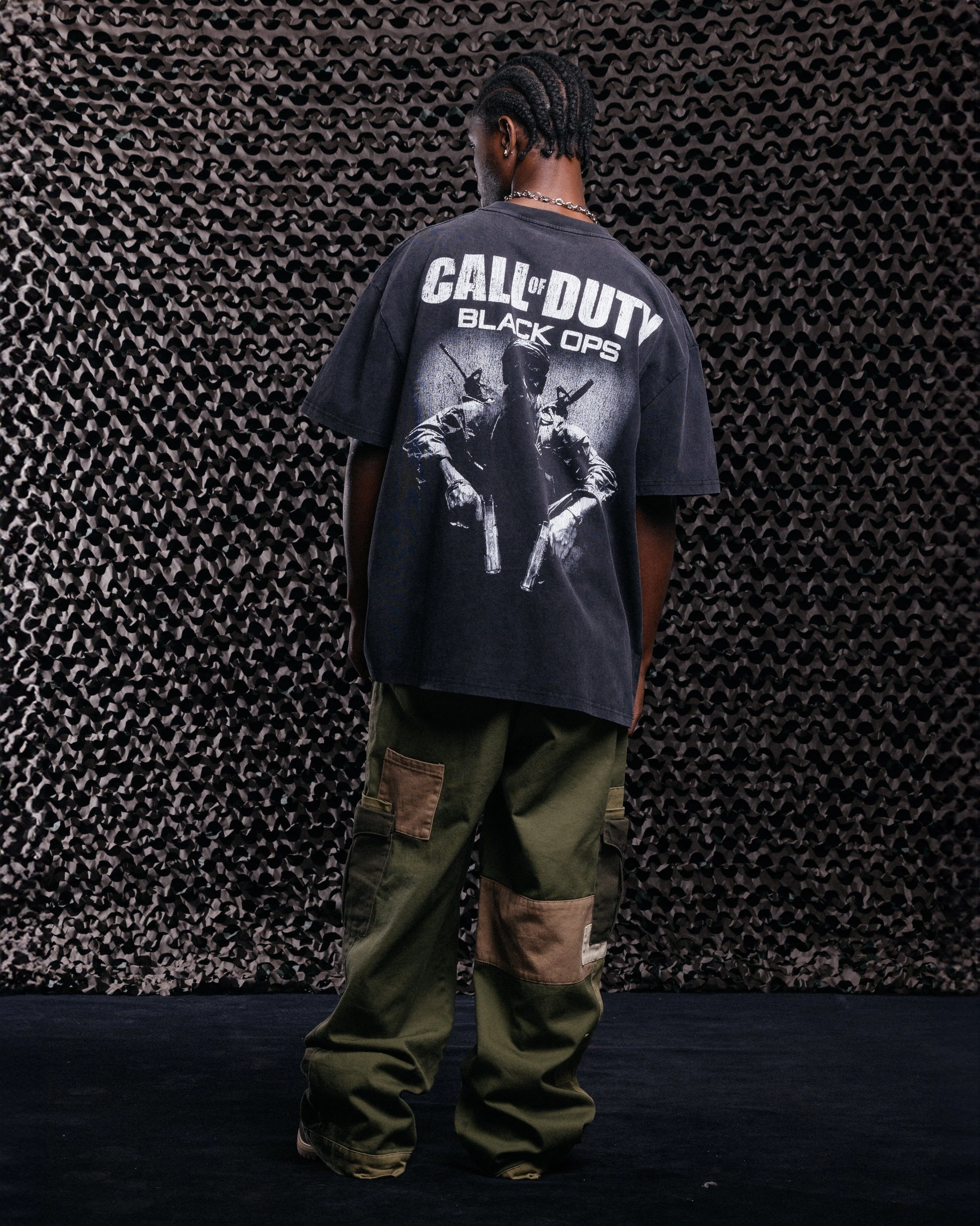 Goat Crew X Call Of Duty Black Ops Vintage T-Shirt Black Acidwash AllDayComfort Stretchy Top