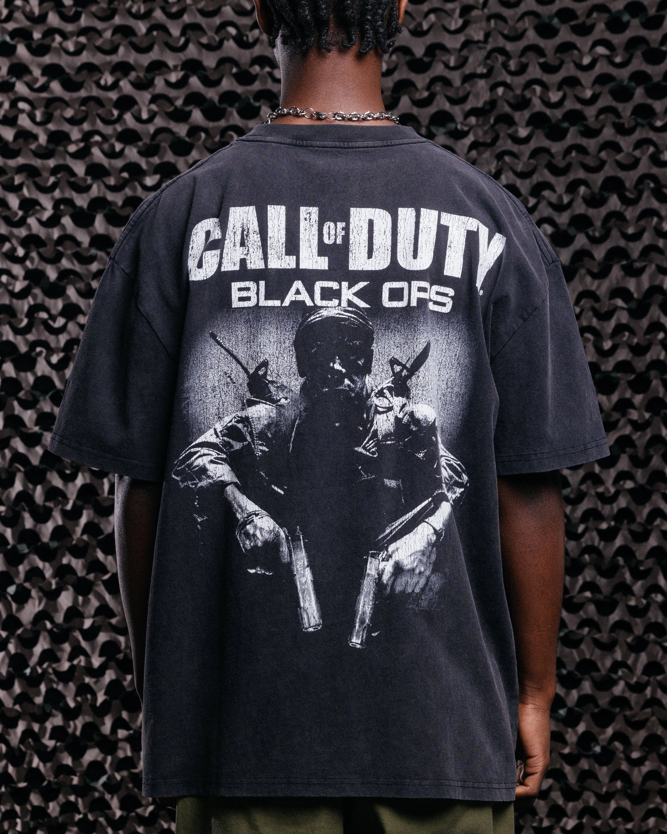 Goat Crew X Call Of Duty Black Ops Vintage T-Shirt Black Acidwash Relaxed Fit Shirt