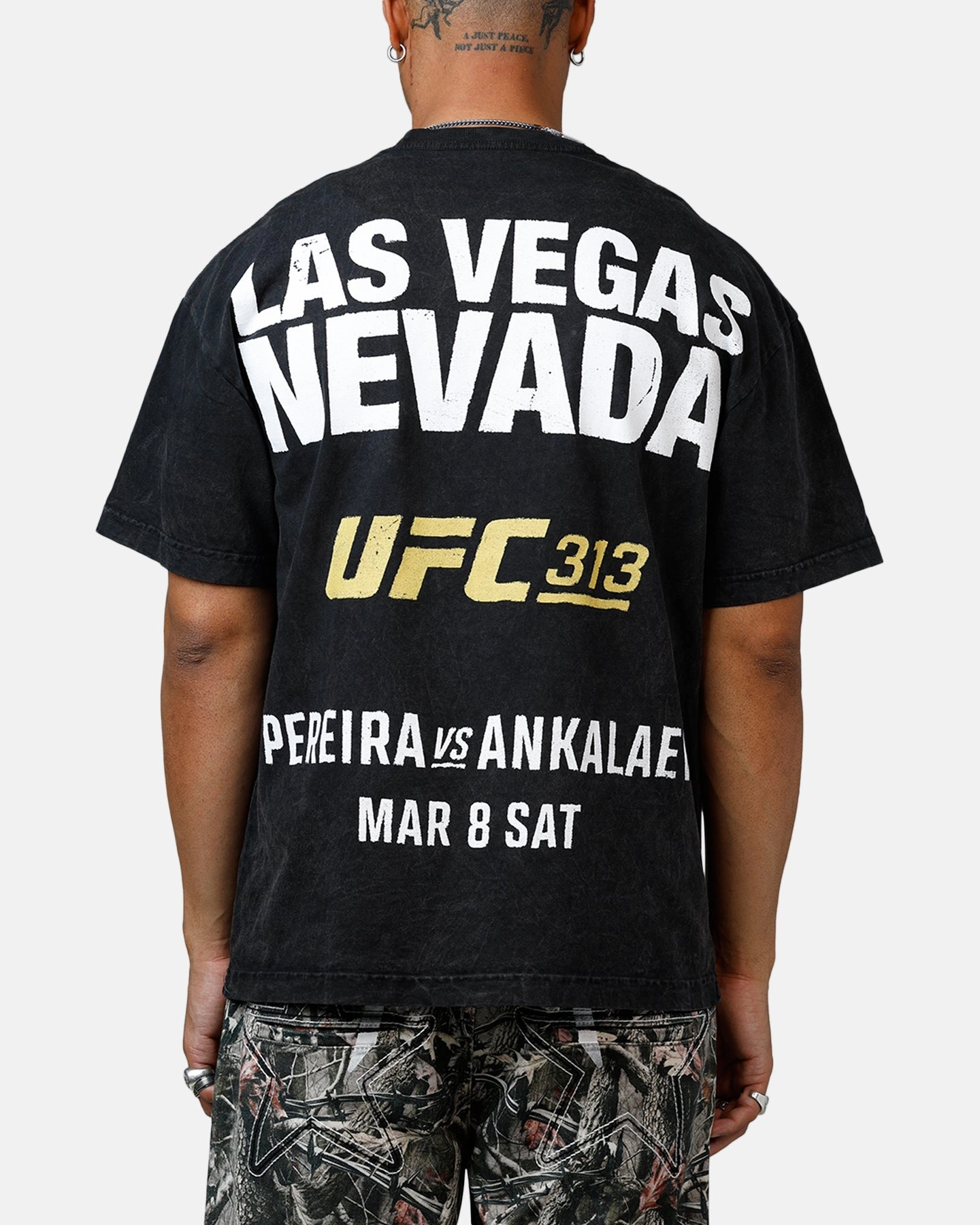 Resilient Fabric Blend UFC By Culture Kings Magomed Ankalaev 313 T-Shirt Black Acidwash