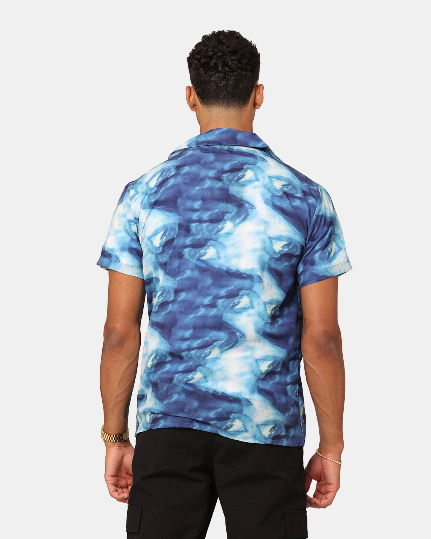 XXIII Distorted Button Up Shirt Blue Brushed Interior