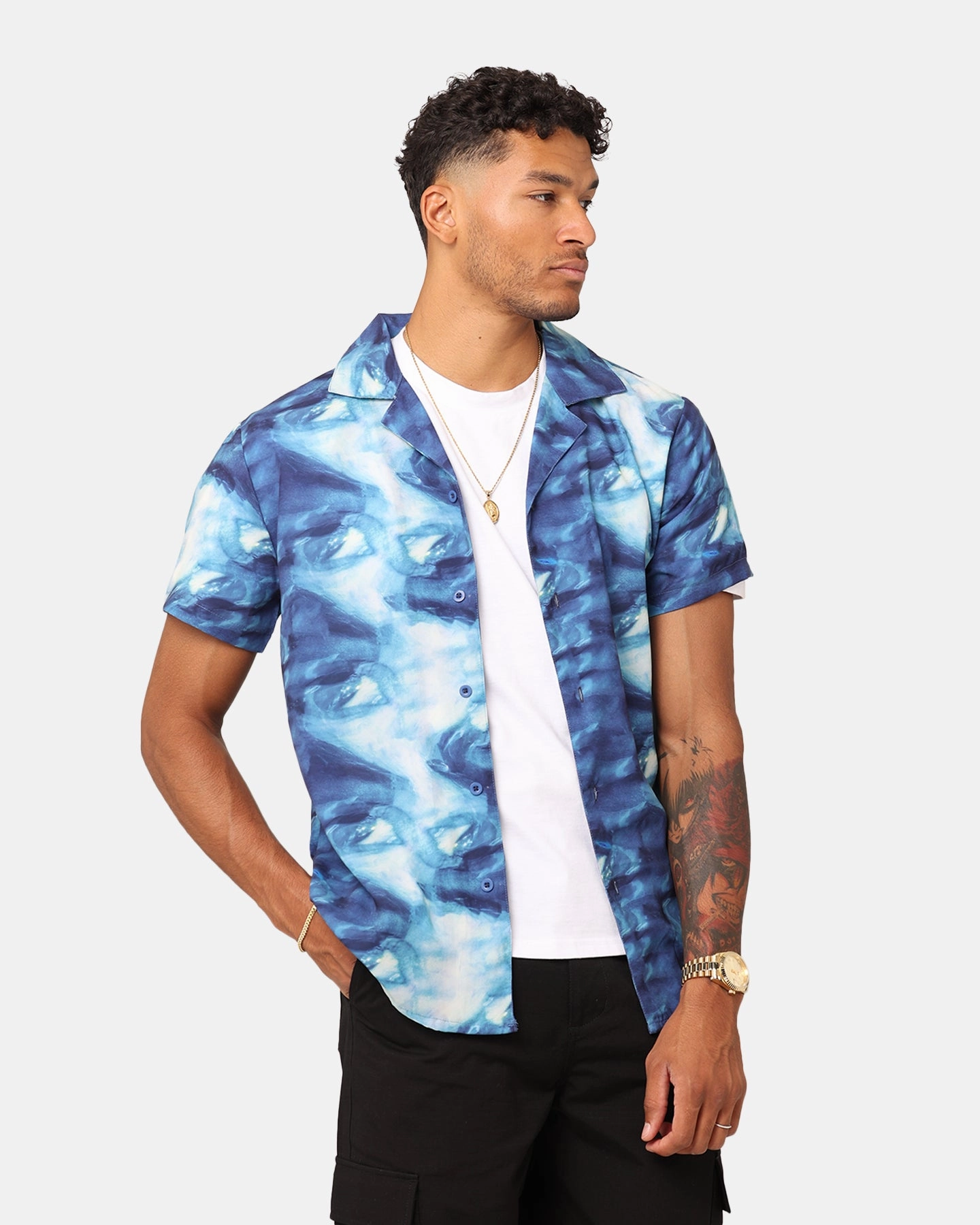 Durable Chainstitch XXIII Distorted Button Up Shirt Blue