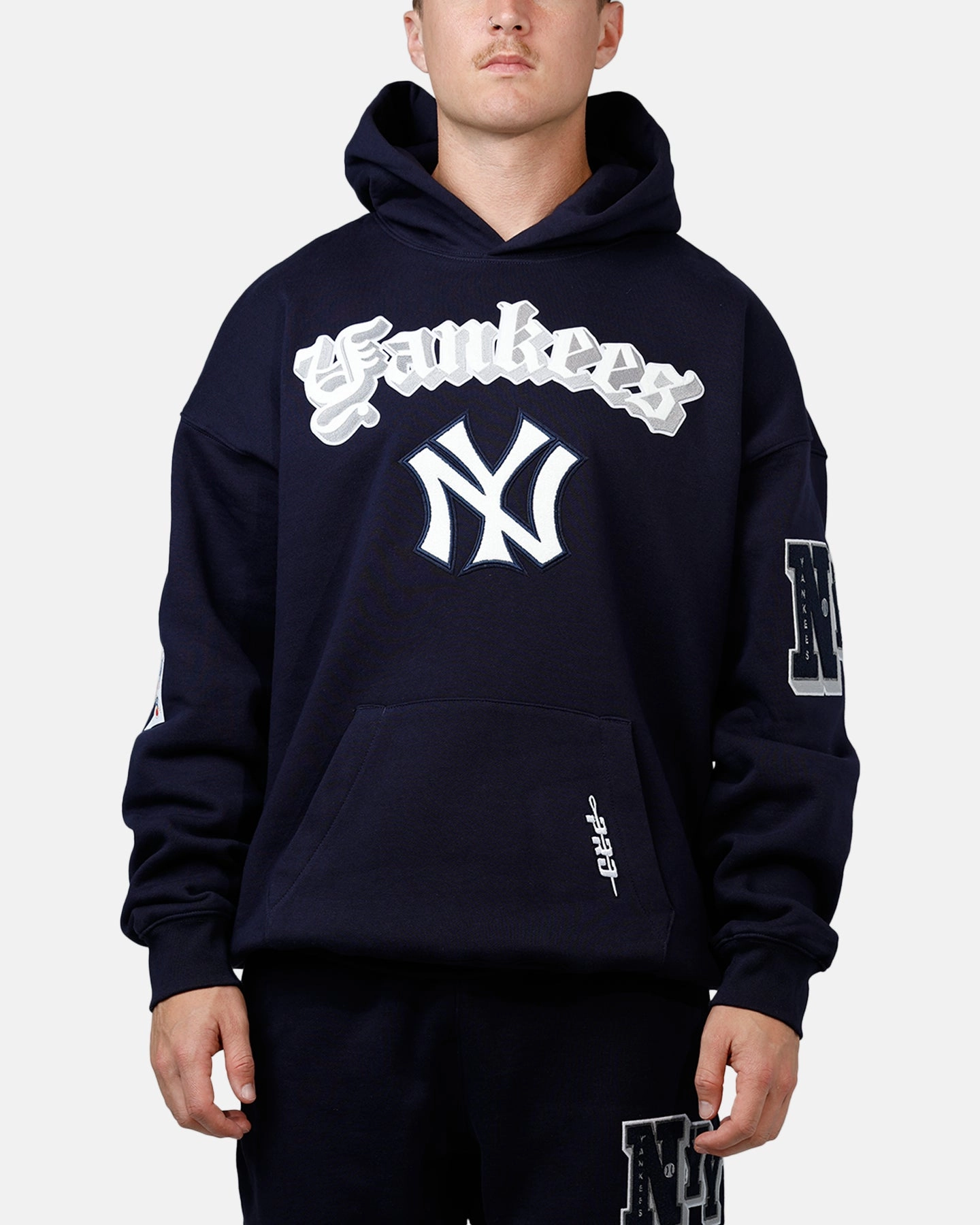 Pro Standard New York Yankees Best Of Hoodie Navy Tear Resistant Weave Layered Placket Design
