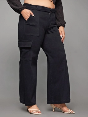 Sunny Vibes Rainy Day Shopping Day Smooth Lightweight 24/7 Comfort Black Wide-Leg High-Rise Stretchable Denim Jeans
