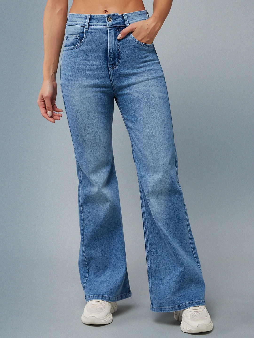 24/7 Comfort Light Blue Wide-Leg High-Rise Stretchable Denim Jeans Odor Control Treatment Lightweight Earthy Nature Lover
