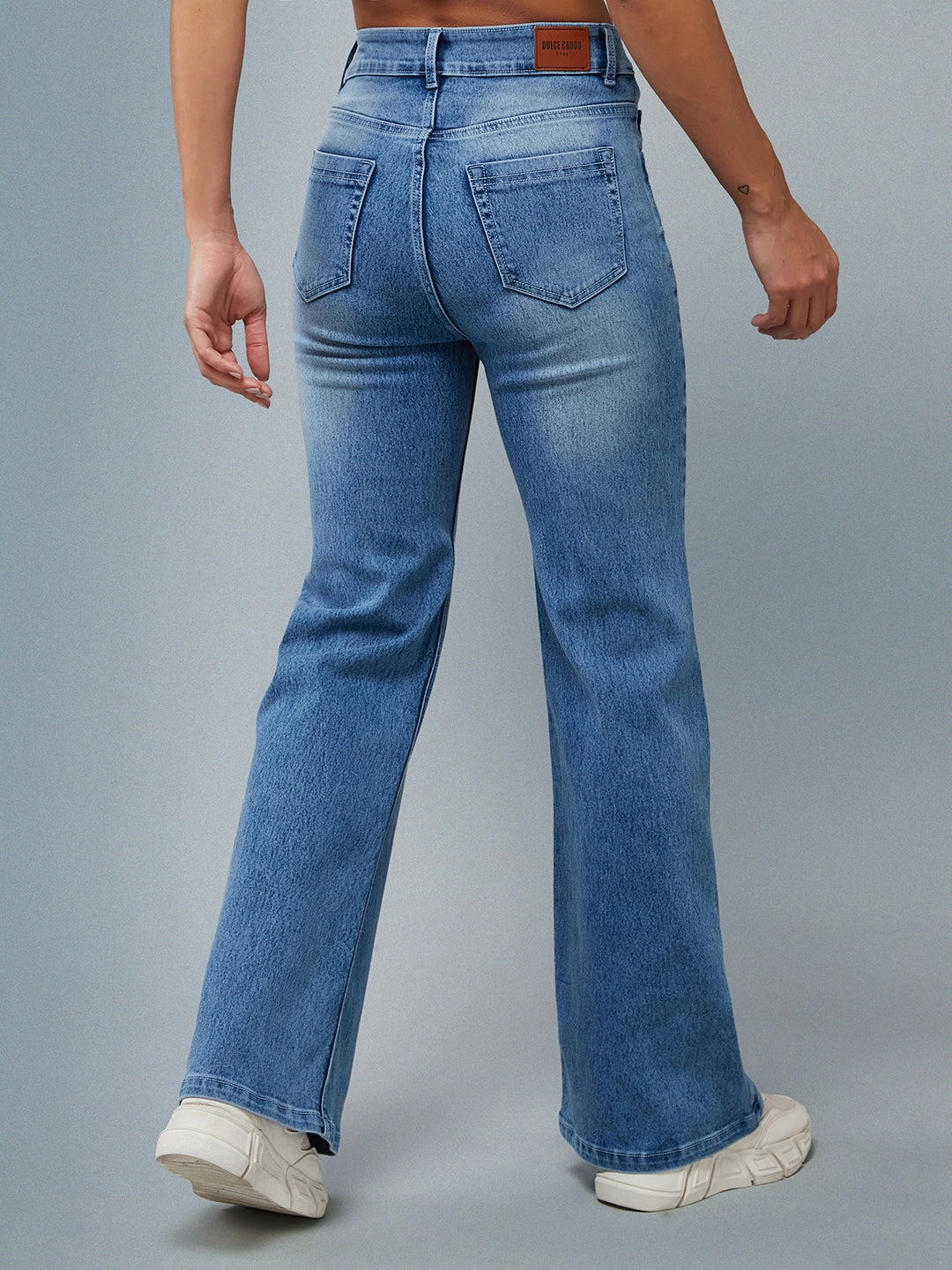 24/7 Comfort Light Blue Wide-Leg High-Rise Stretchable Denim Jeans tailored look
