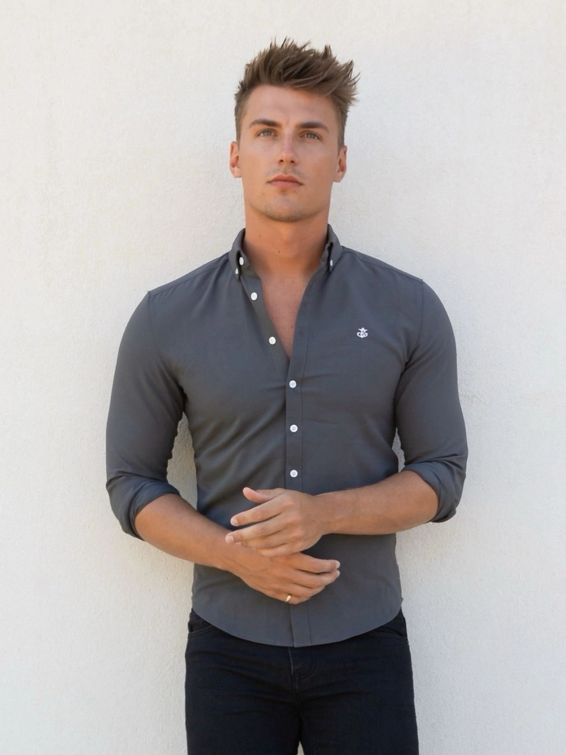 Otto Long Sleeve Shirt - Charcoal Snug feel Perfect Look