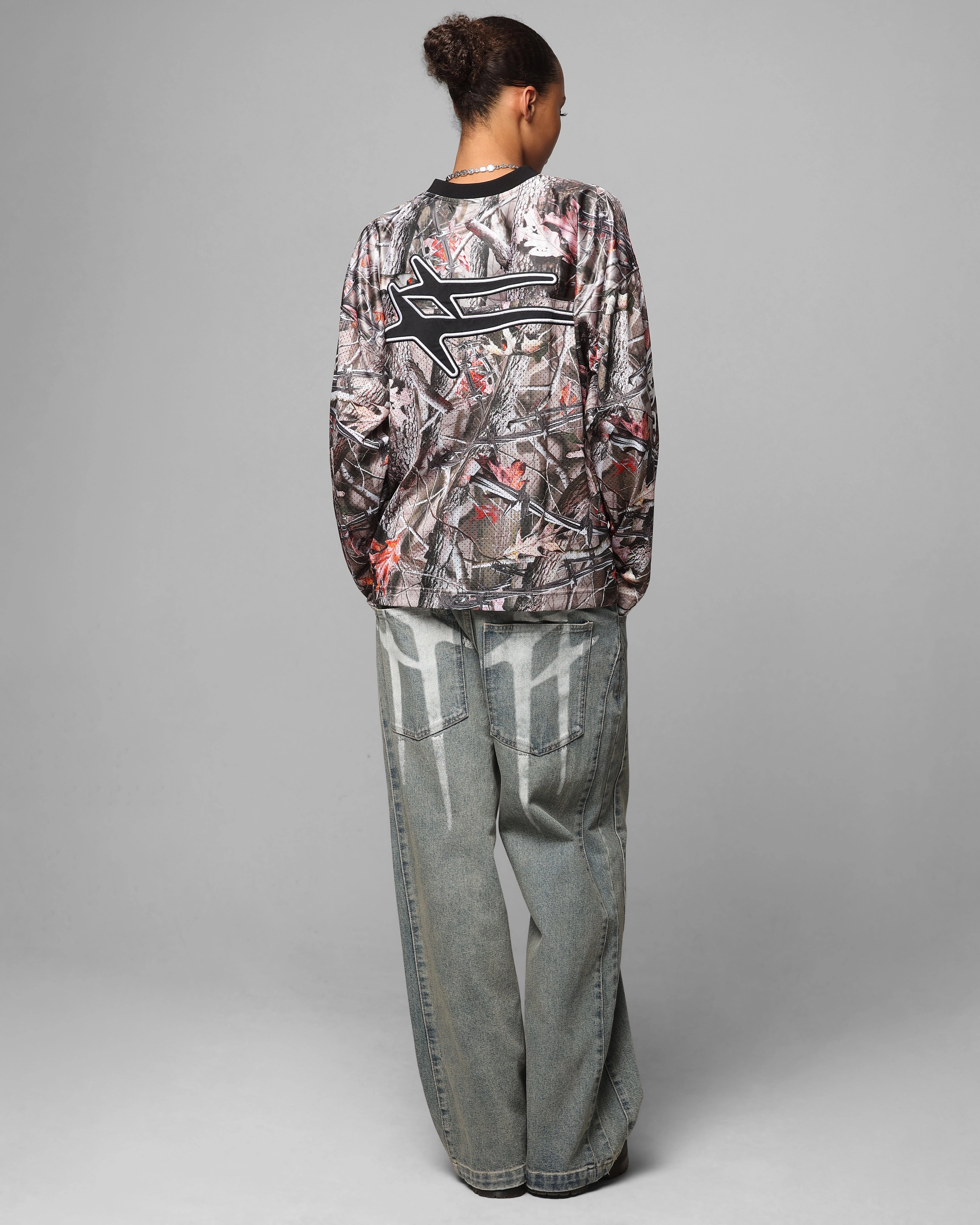 Classic Crew Neck Loiter Long Sleeve Training Jersey Real Treet Camo