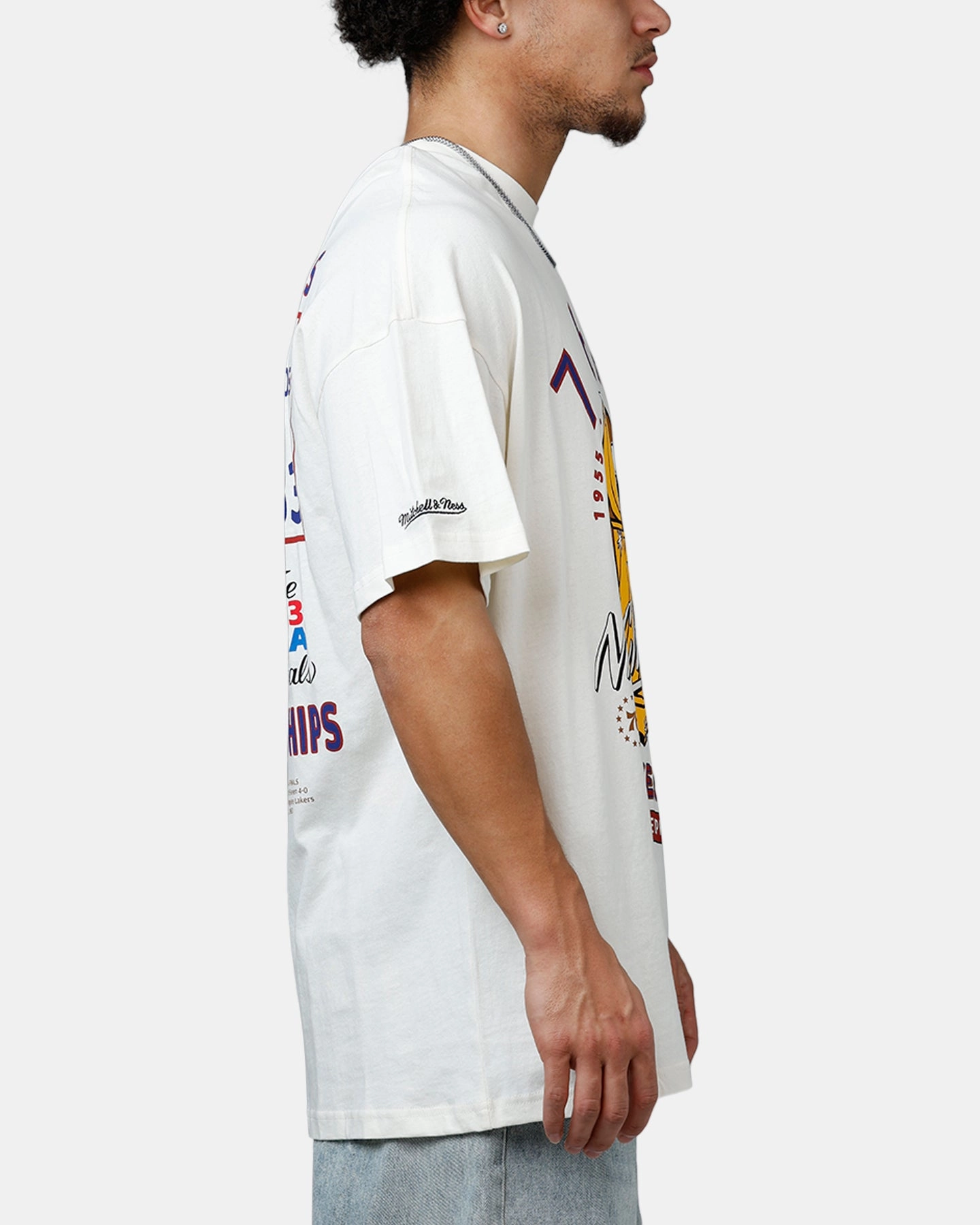 Mitchell & Ness Philadelphia 76ers Championship Report "Champ Pack" T-Shirt Egret Airflow Mesh Panel