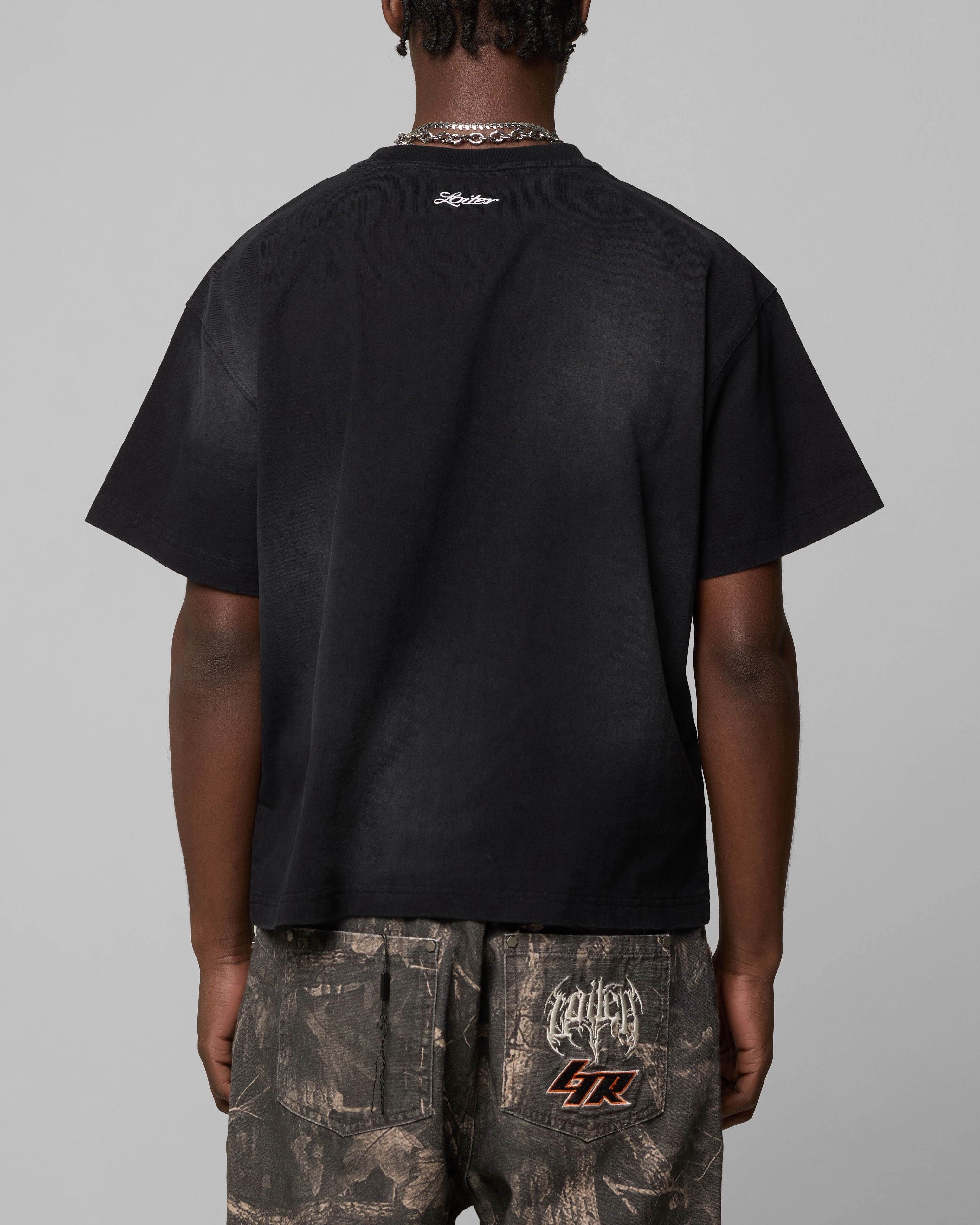 Denim Shirt Loiter Boxer Fitted T-Shirt Black
