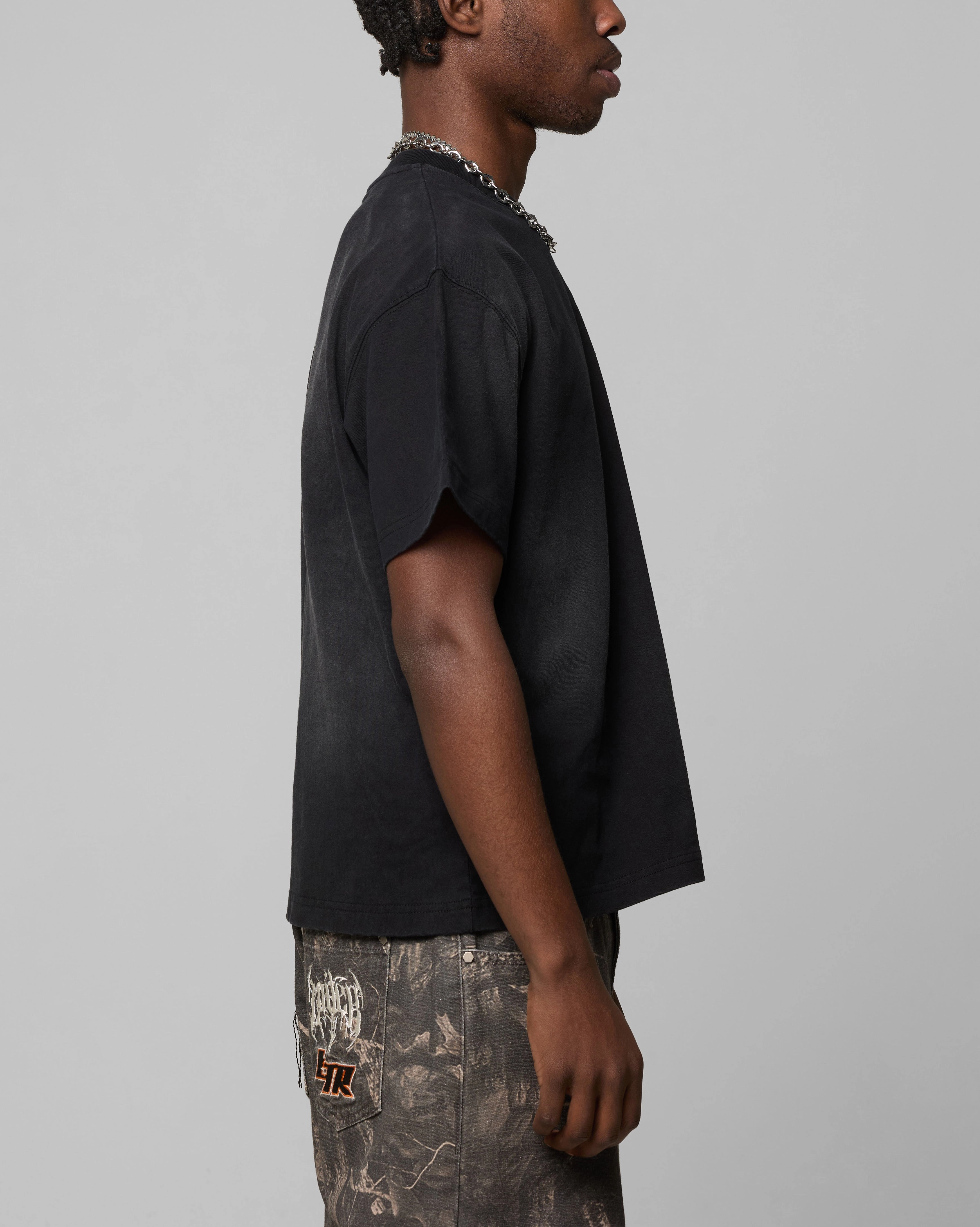 Loiter Boxer Fitted T-Shirt Black LayeredStyling ConvertibleSleeves