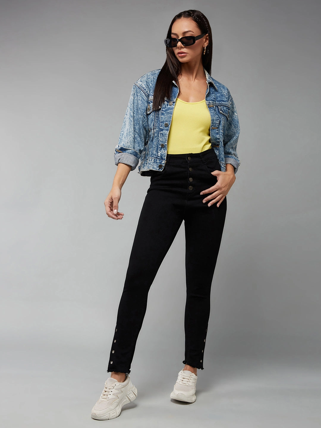 24/7 Comfort Black Skinny-Fit Relaxed High-Rise Stretchable Denim Jeans Night Out Rainy Day Chic Comfort