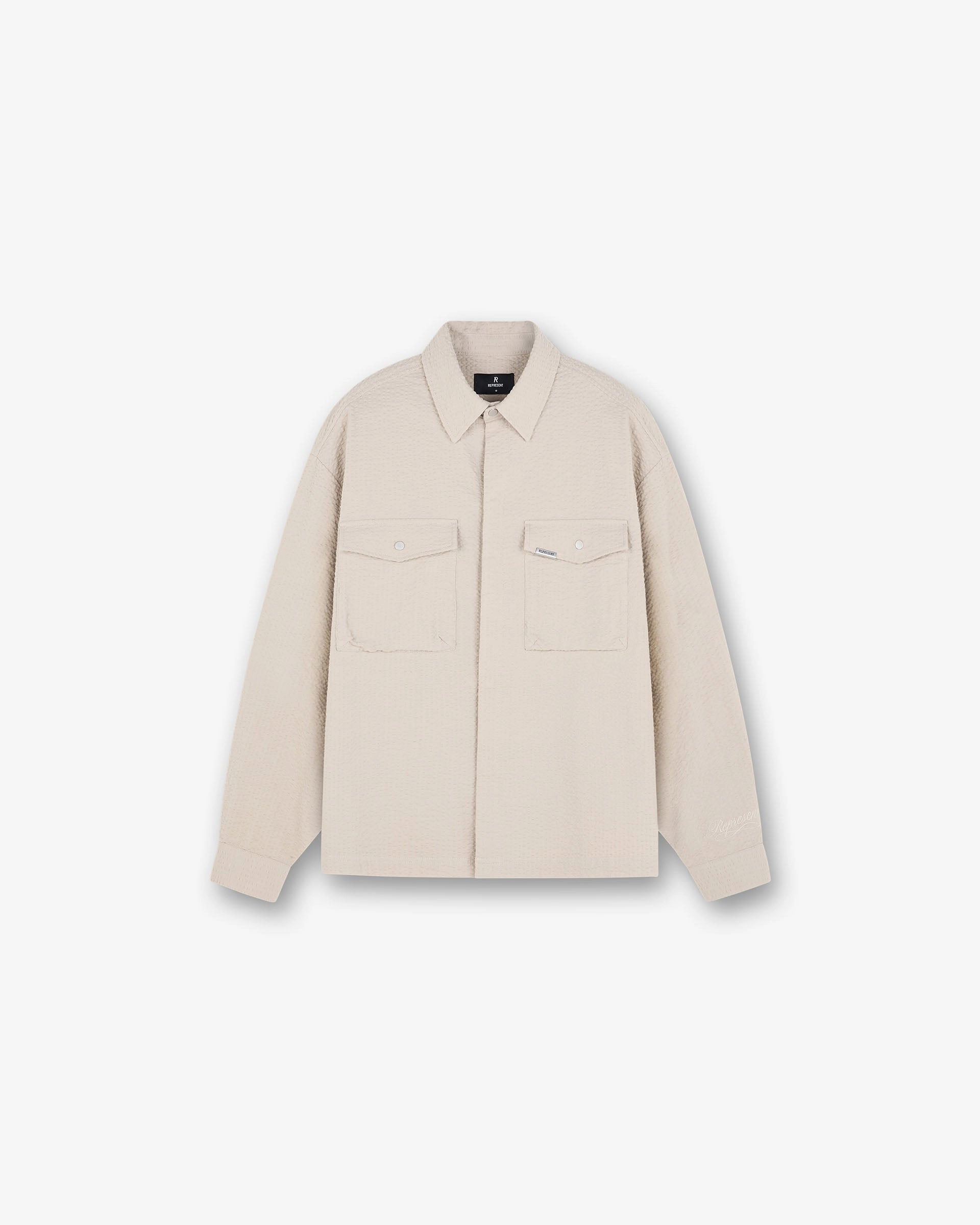 Textured Long Sleeve Shirt - Champagne Fashion Forward Design