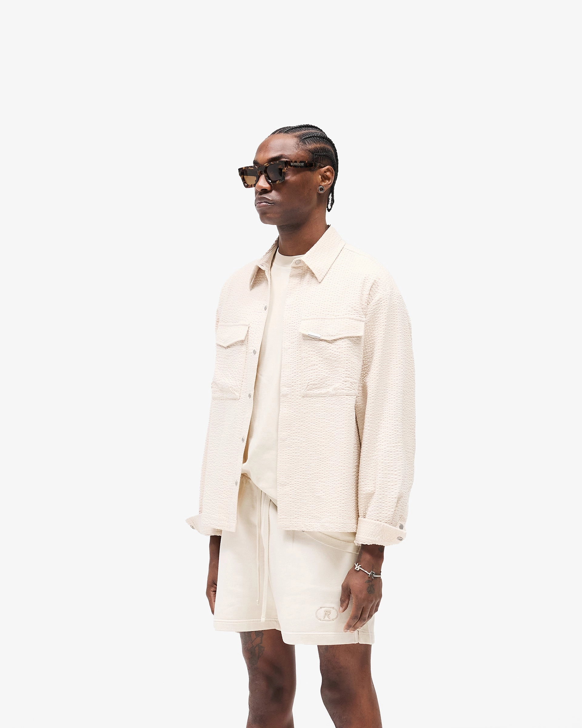 Bold colors Textured Long Sleeve Shirt - Champagne