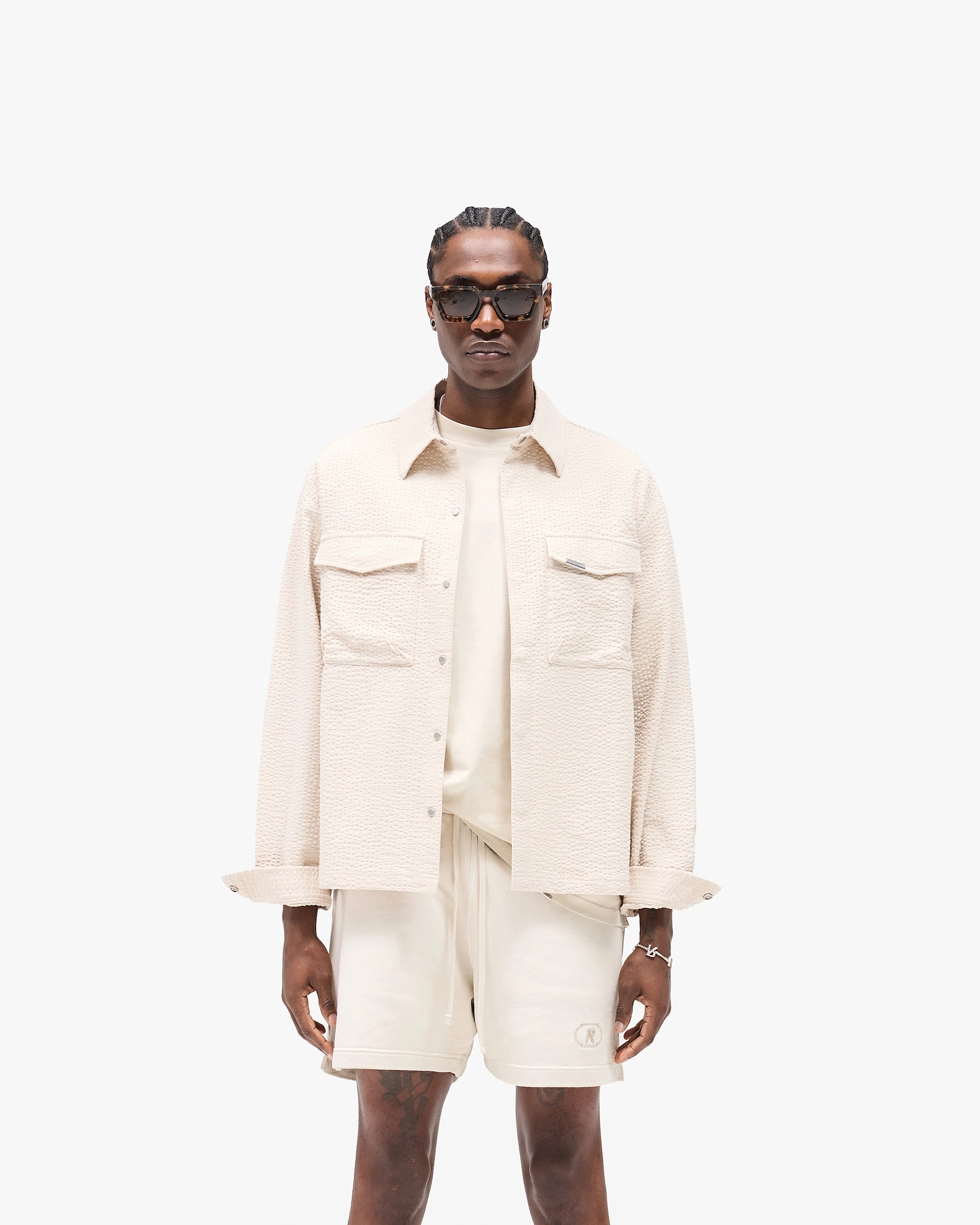 Textured Long Sleeve Shirt - Champagne Winter Retreat Tailored Style