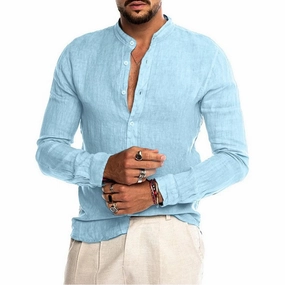 Everyday Fit Stretch Fit Design West Louis? Men's Long-Sleeved Summer Linen Shirt