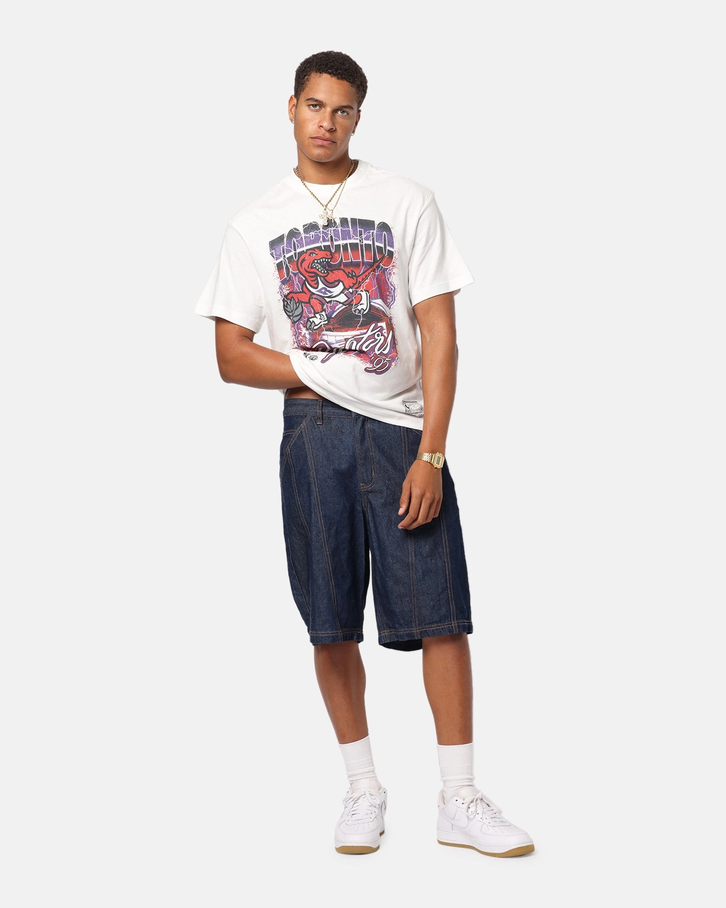 Cold Weather Professional Cut Mitchell & Ness Toronto Raptors Three Decades T-Shirt Vintage White