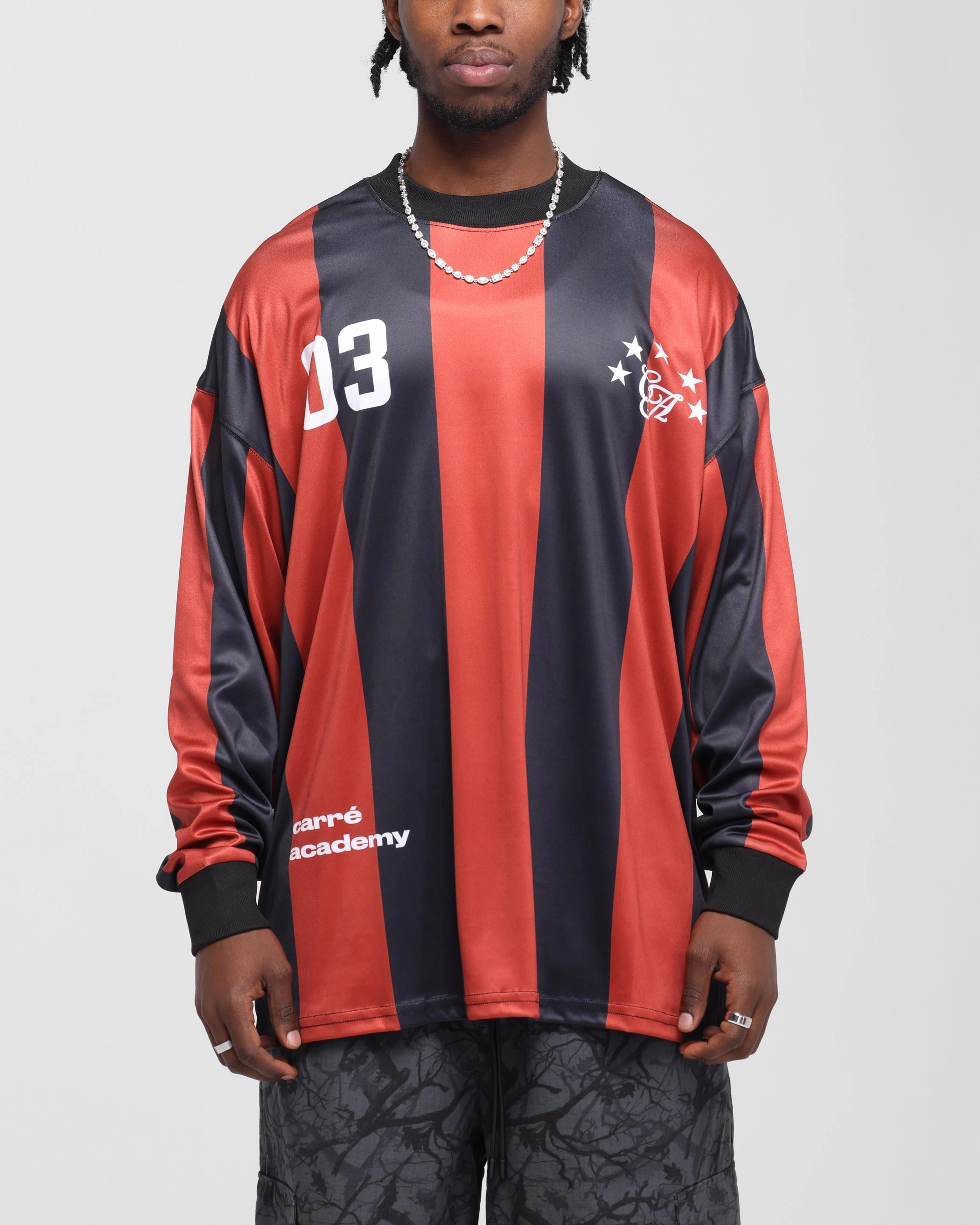 DoubleStitchedSeams Carre Academy Oversized Long Sleeve T-Shirt Red/Black