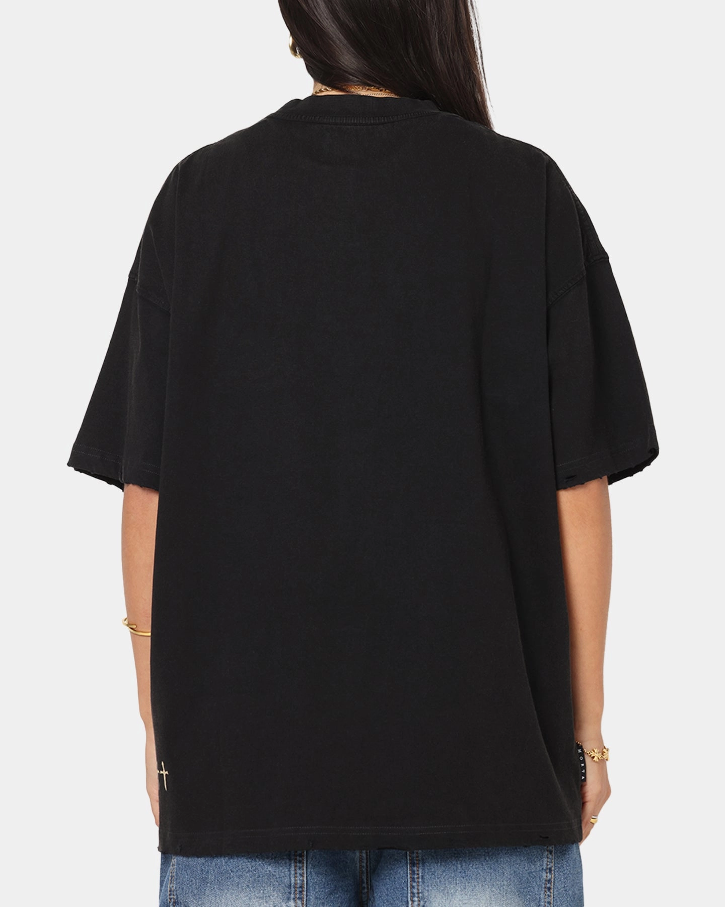 Saint Morta Rodeo Drive Boxy T-Shirt Black/Brown WrinkleResistantFinish Convertible Style