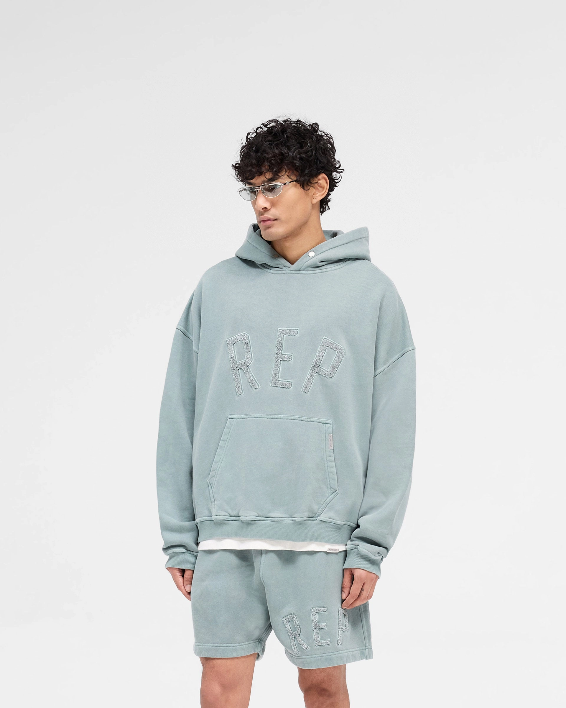 Versatile Look Rep Applique Hoodie - Forest Green