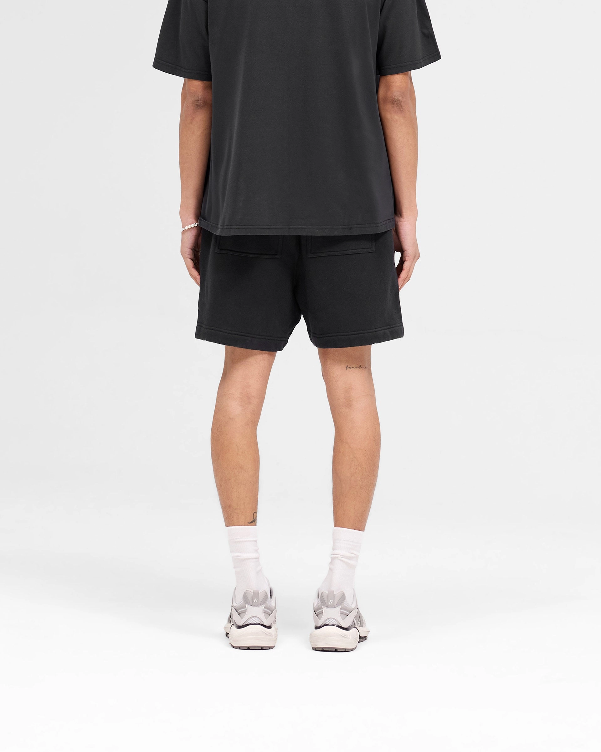 Retro Style Rep Applique Shorts - Off Black