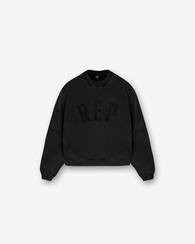 Simple Layered Layered Stitch Detail Rep Applique Sweater - Off Black