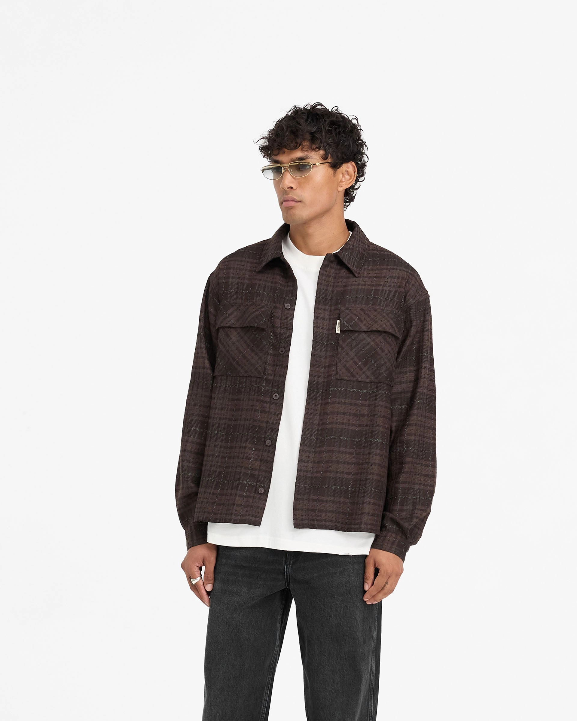 Abrasion resistant Lightweight Weave Rep Flannel Shirt - Coffee