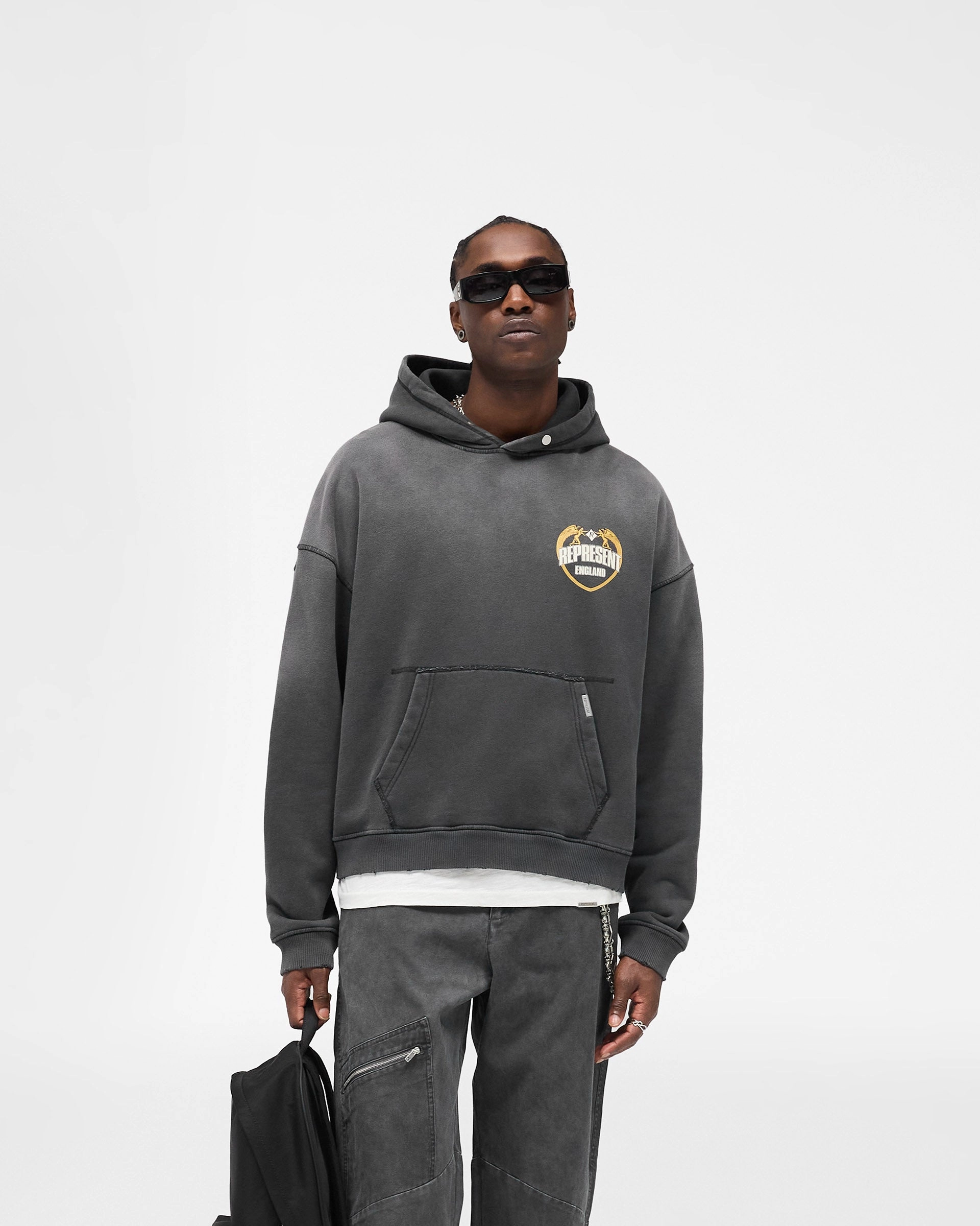 Represent Angel Border Hoodie - Stained Black Light Waist