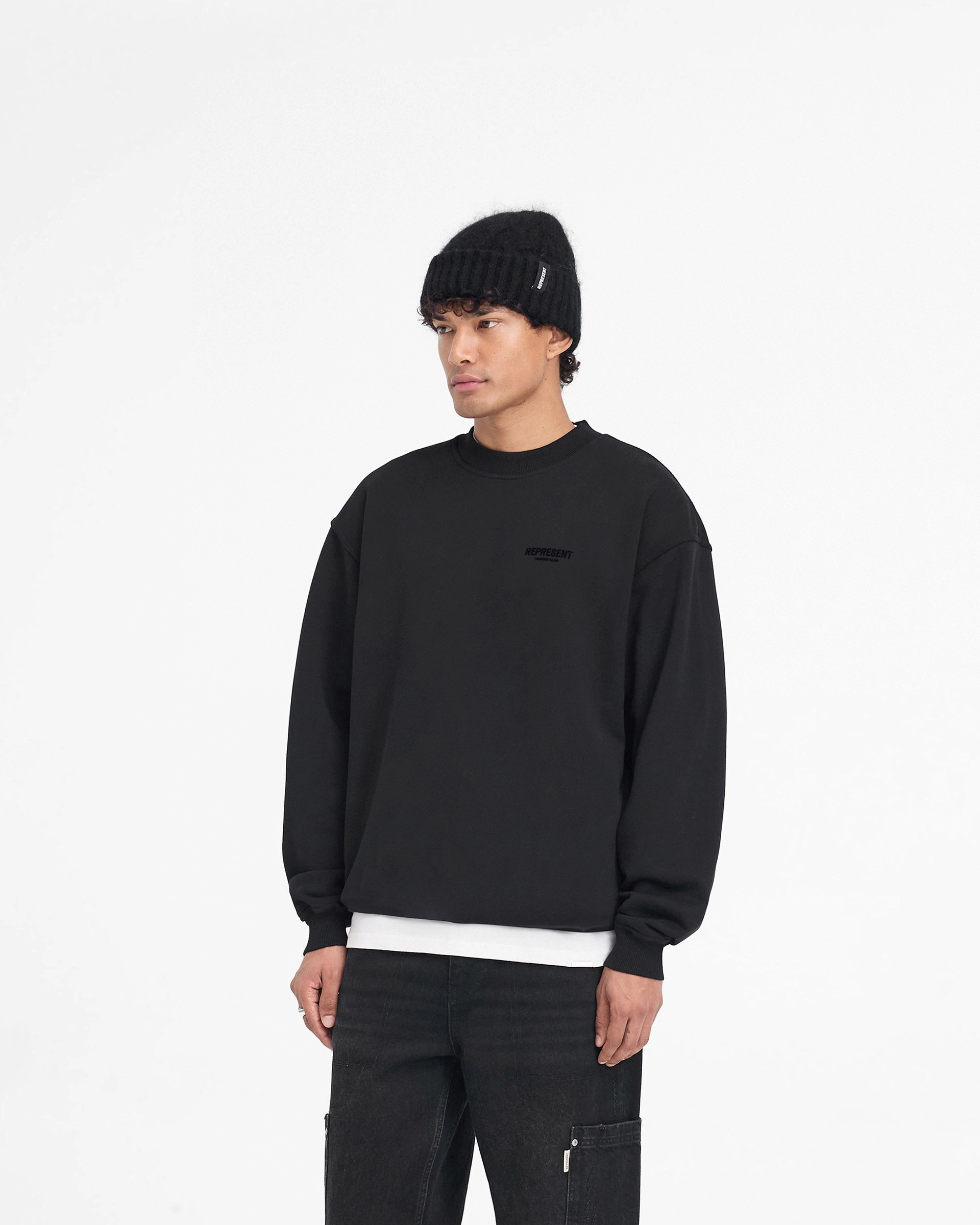 WaterRepellent Finish Represent Owners Club Flocked Sweater - Black
