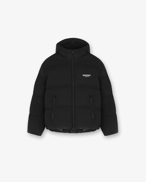 Represent Owners Club Hooded Puffer Jacket - Black All Season Versatility Flexible Fit Engineering