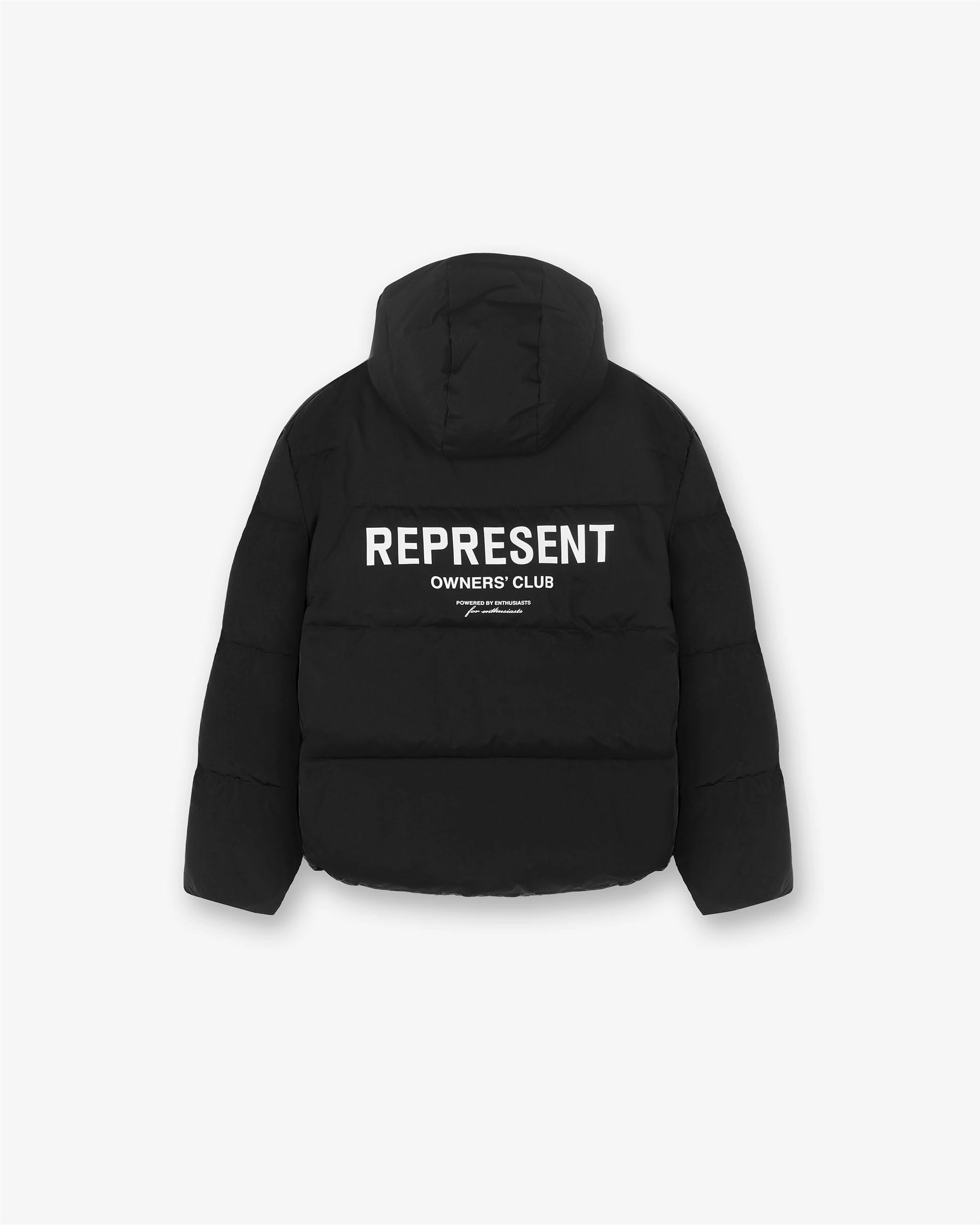 Represent Owners Club Hooded Puffer Jacket - Black MagneticClosureSystem SoftshellMaterial