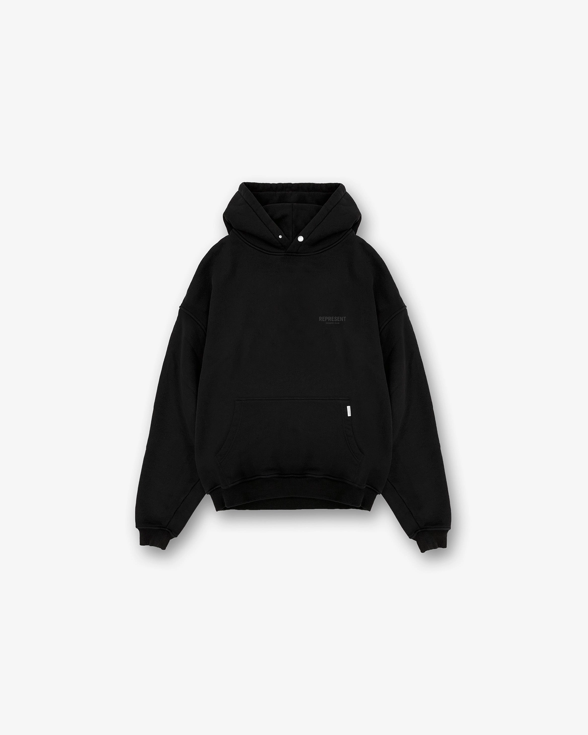 Represent Owners Club Hoodie - Black Matte Non Restrictive Collar