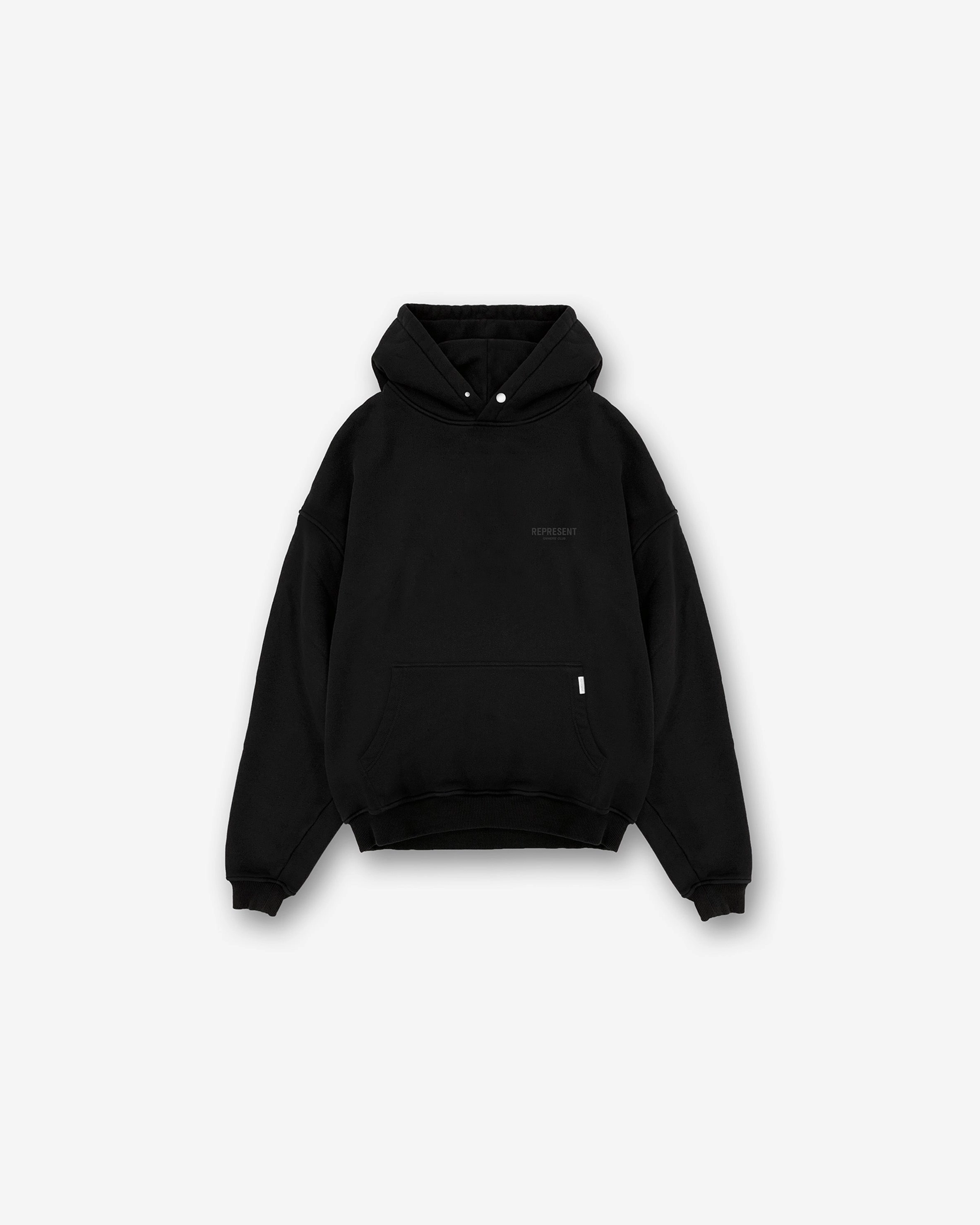 Textured Weave Represent Owners Club Hoodie - Black Matte
