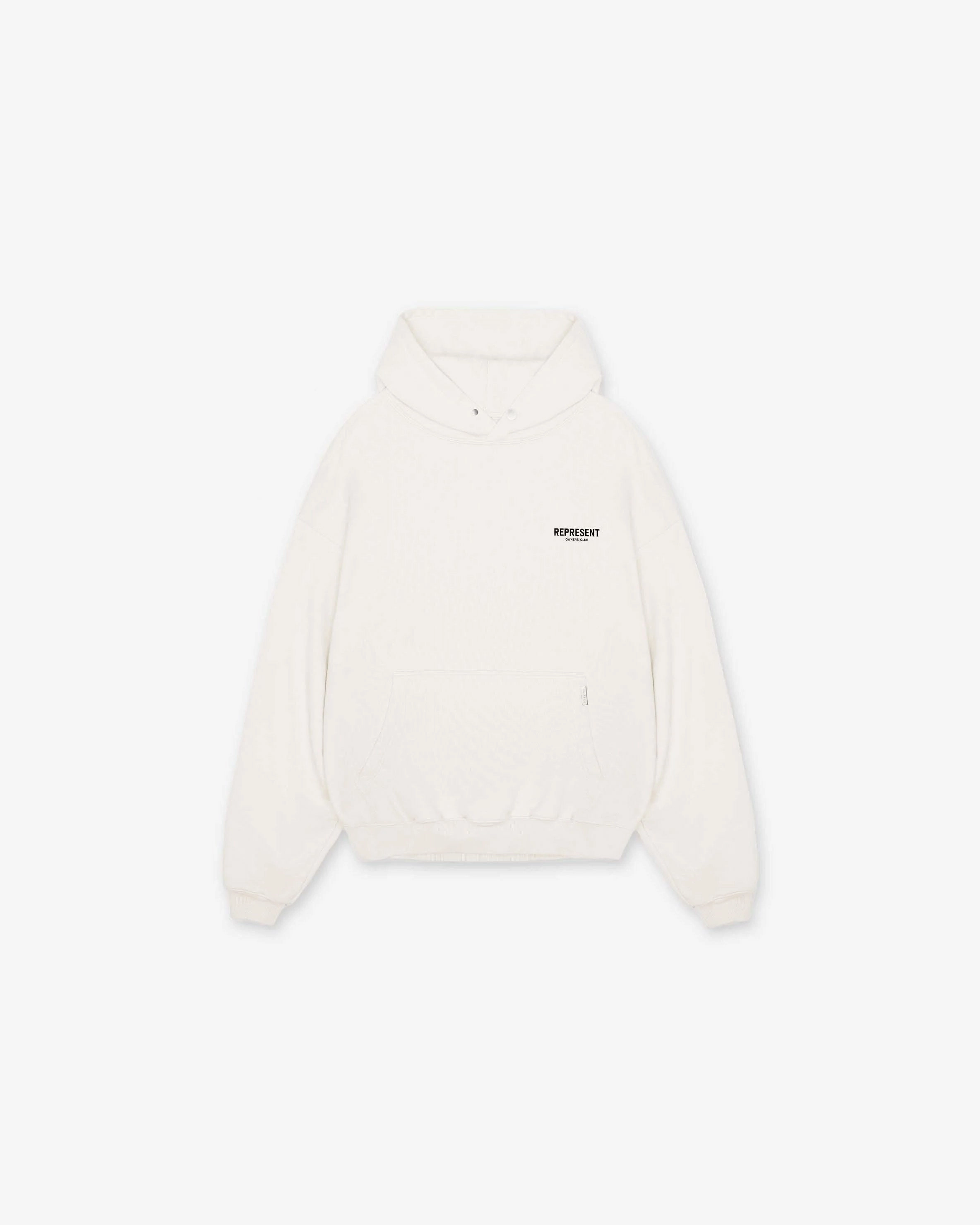 Represent Owners Club Hoodie - Flat White Faux Fur Trim Organic Cotton