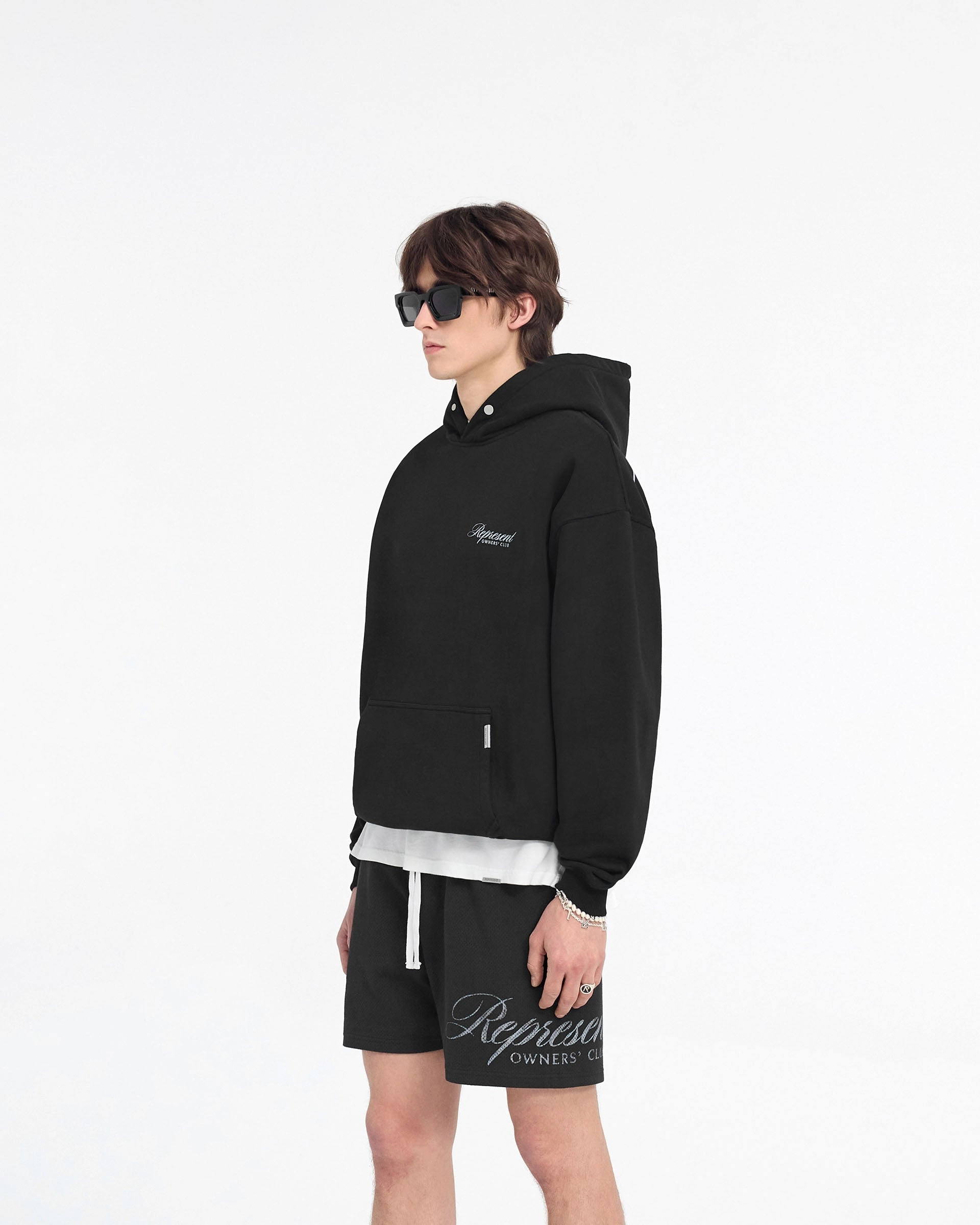 Non Restrictive Cut Represent Owners Club Script Hoodie - Black