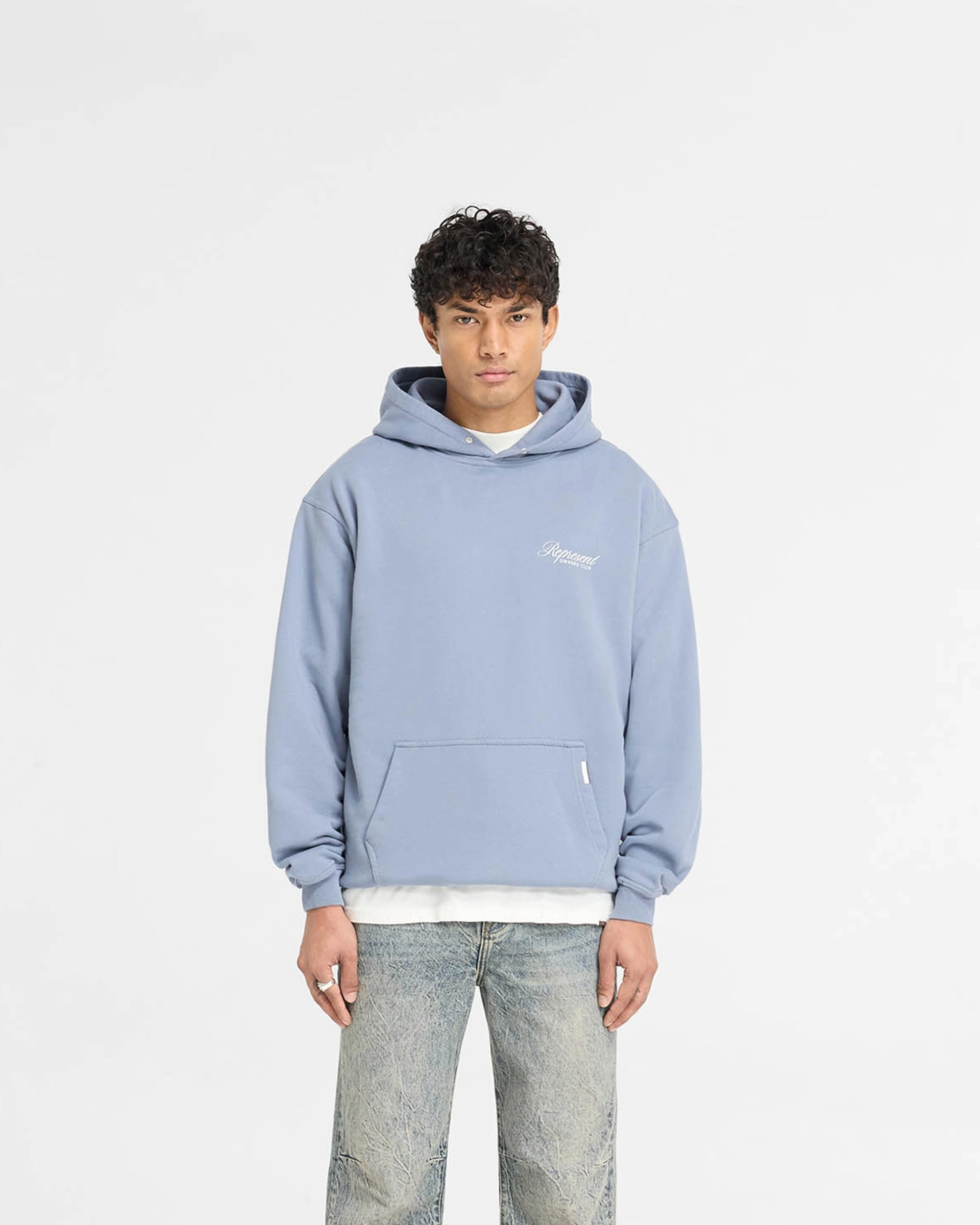 LGBTQ  fashion Represent Owners Club Script Hoodie - Dusty Blue