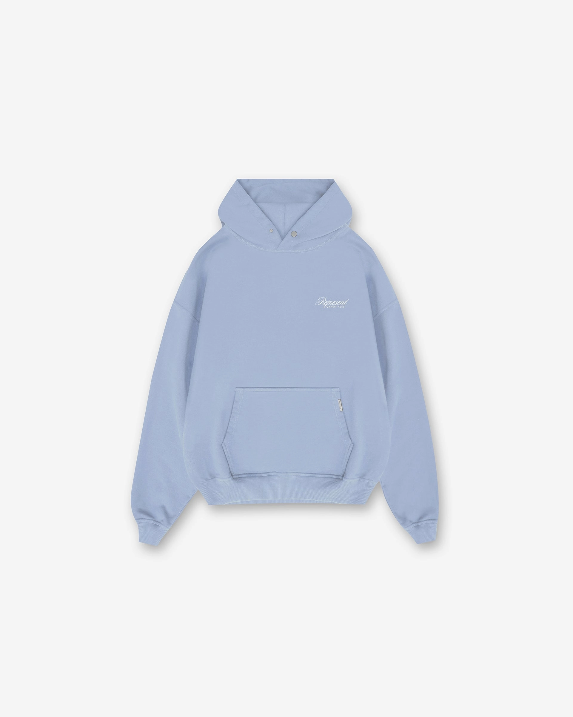Represent Owners Club Script Hoodie - Dusty Blue Zippered Pockets High end feel