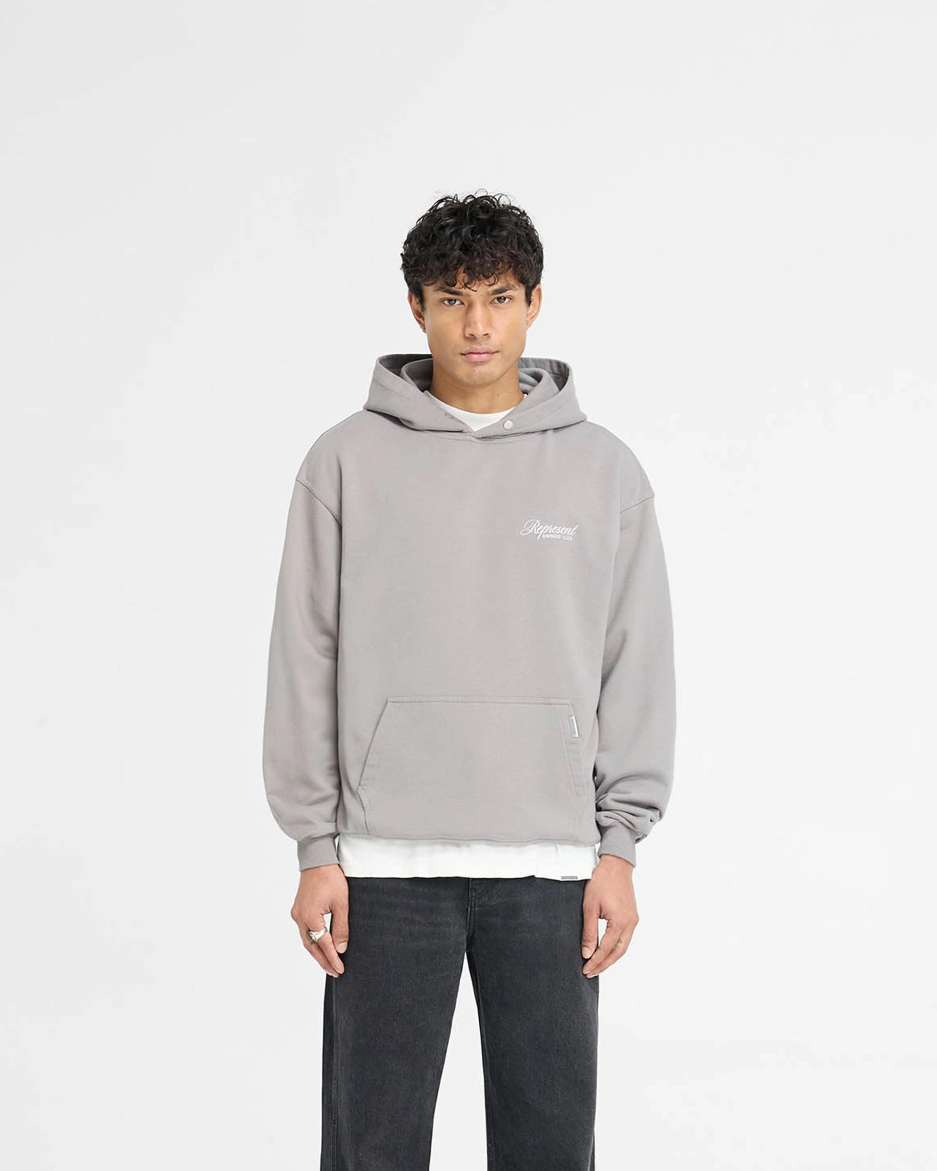 Slim Fit Contour Exclusive piece Represent Owners Club Script Hoodie - Slate