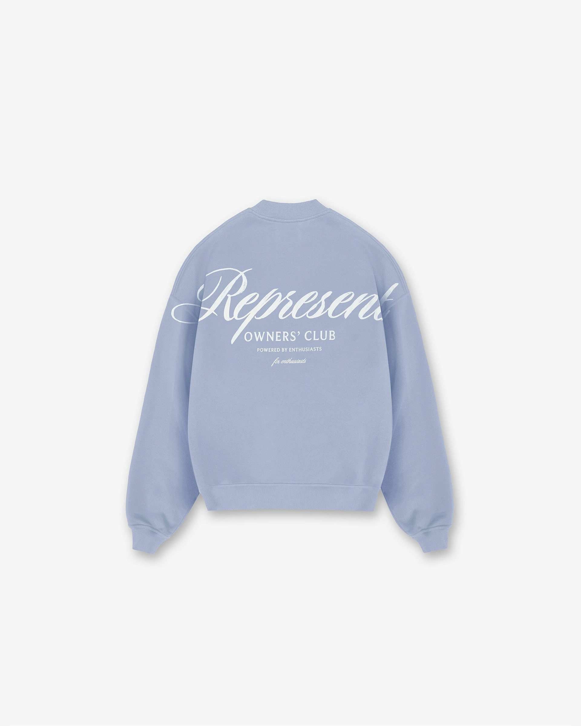Sweat Wicking Lining City Comforted Represent Owners Club Script Sweater - Dusty Blue