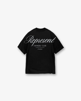 Represent Owners Club Script T-Shirt - Black Modern Casual