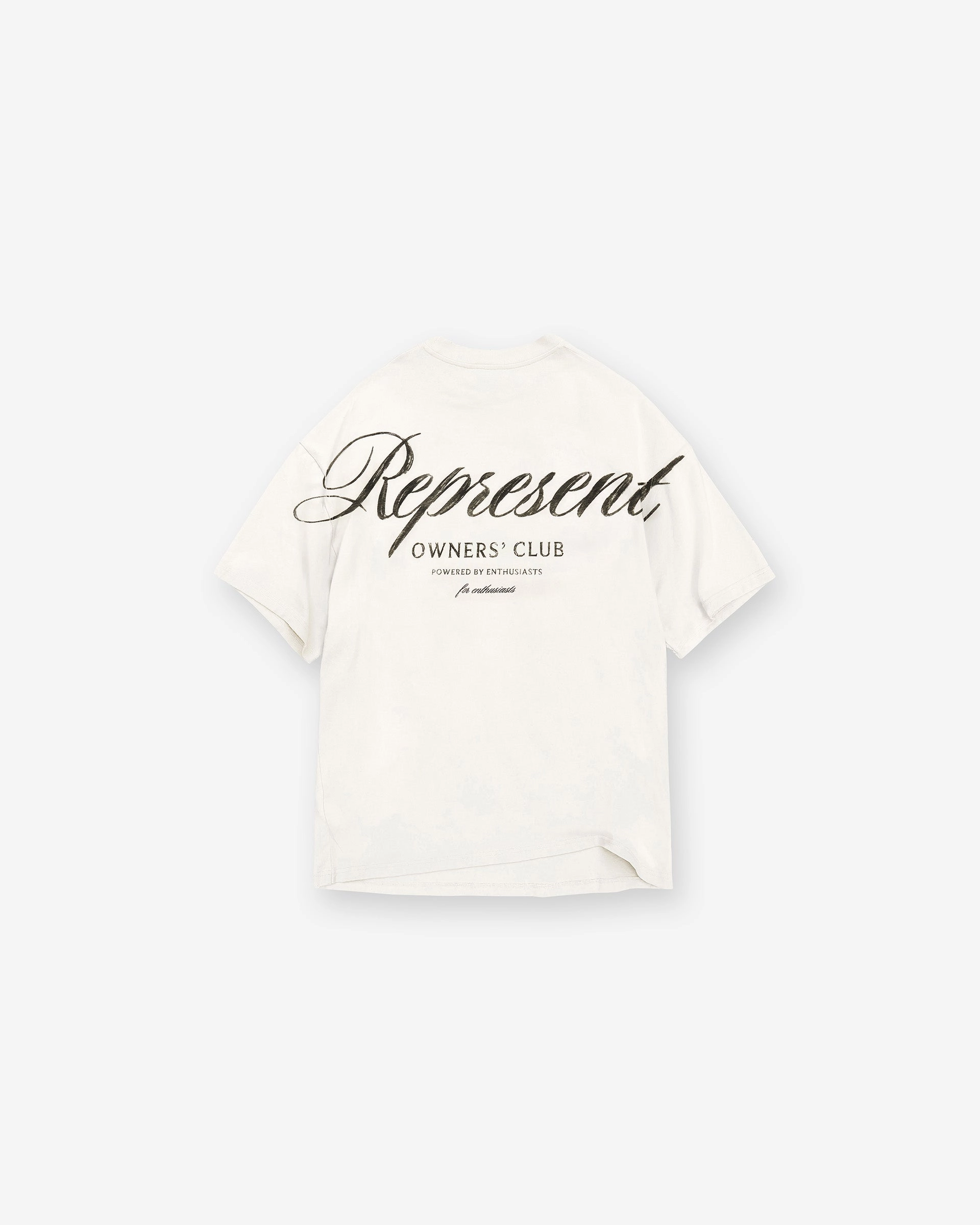 Non Toxic Printing Holiday Wear Represent Owners Club Script T-Shirt - Flat White