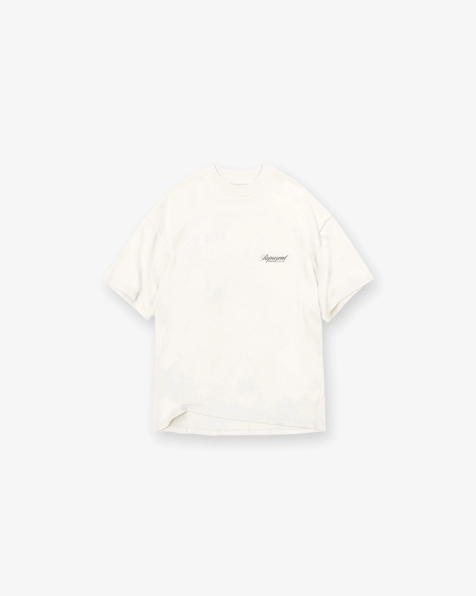 Soft Touch Fit All-Season Wear Represent Owners Club Script T-Shirt - Flat White
