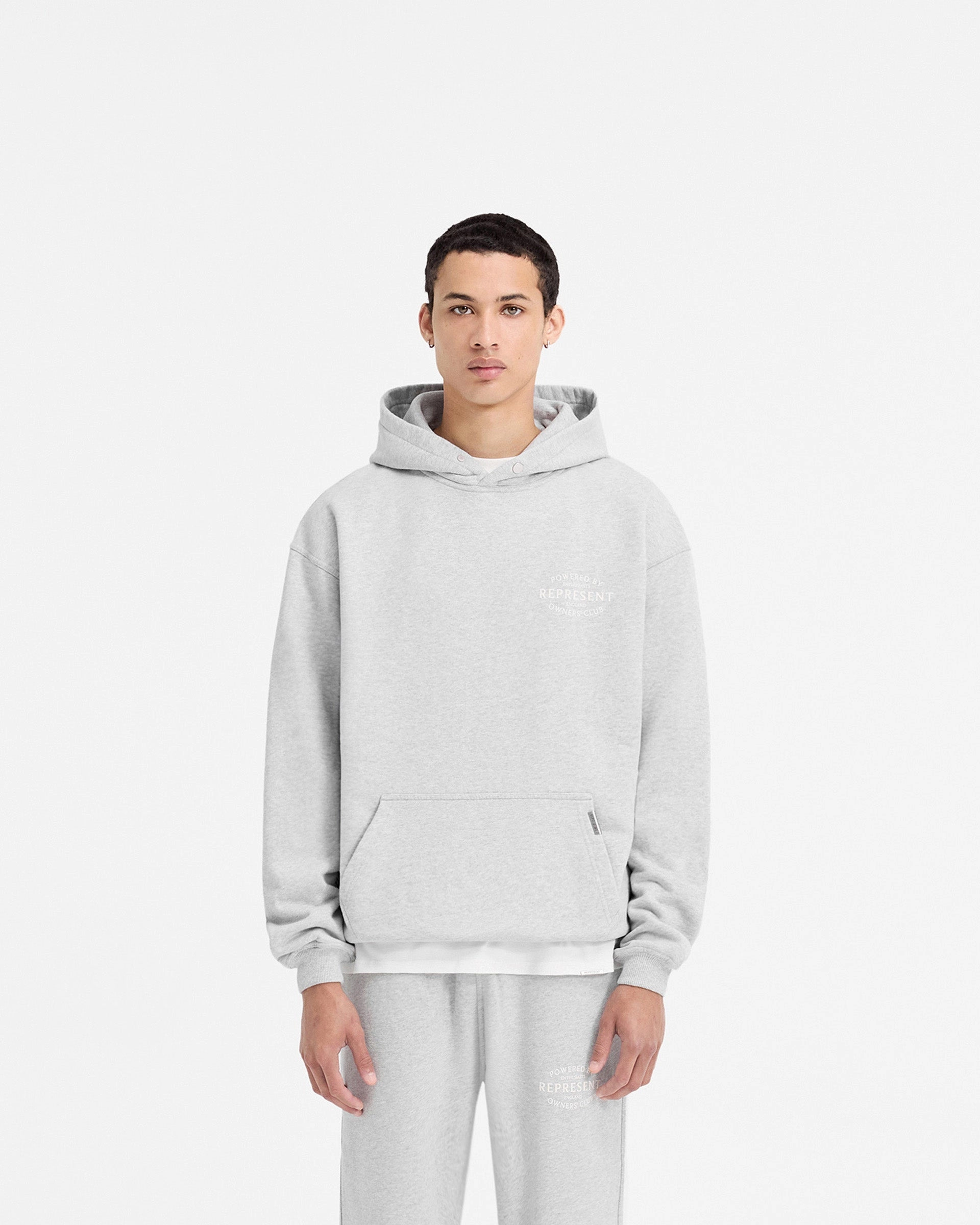 Represent Owners Club Stamp Hoodie - Ash Grey Brown bear like