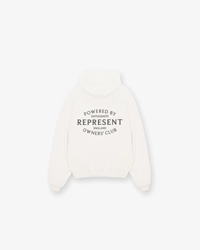 Peacock like Fur like Represent Owners Club Stamp Hoodie - Flat White