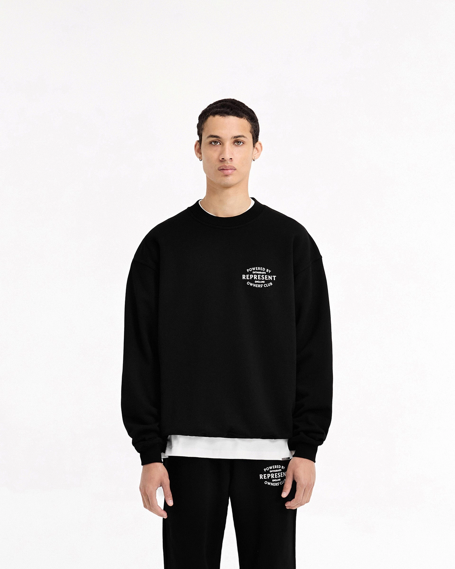 Street Casual Organic Cotton Yarn Represent Owners Club Stamp Sweater - Jet Black
