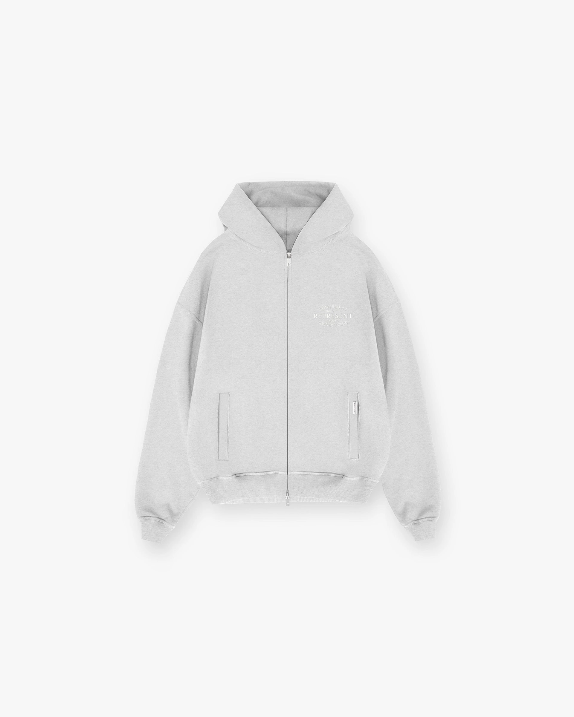 Versatile Flex Represent Owners Club Stamp Zip Up Hoodie - Ash Grey