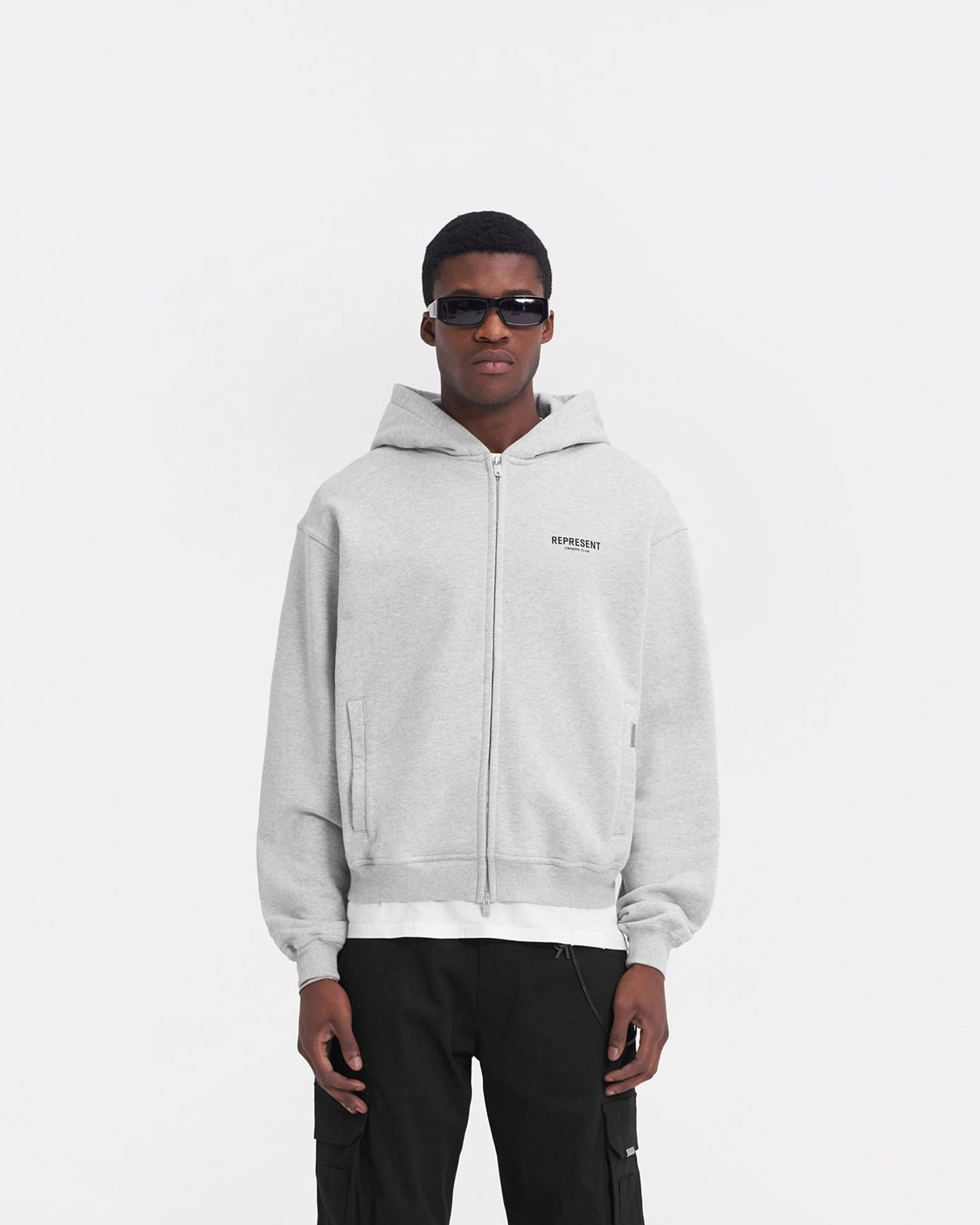 Represent Owners Club Zip Hoodie - Ash Grey Flexibility Focus