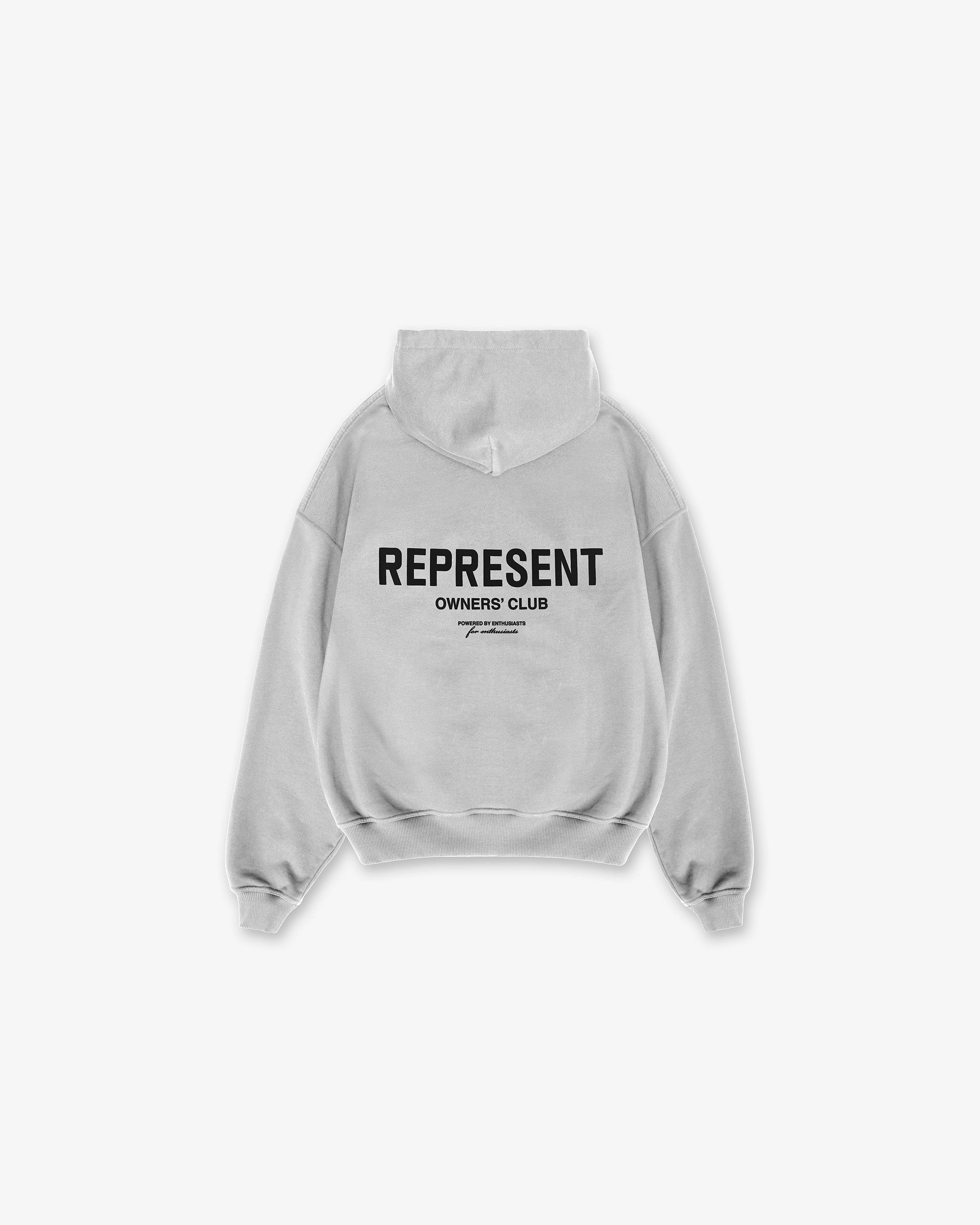 Represent Owners Club Zip Hoodie - Ash Grey Slim Fit Contour