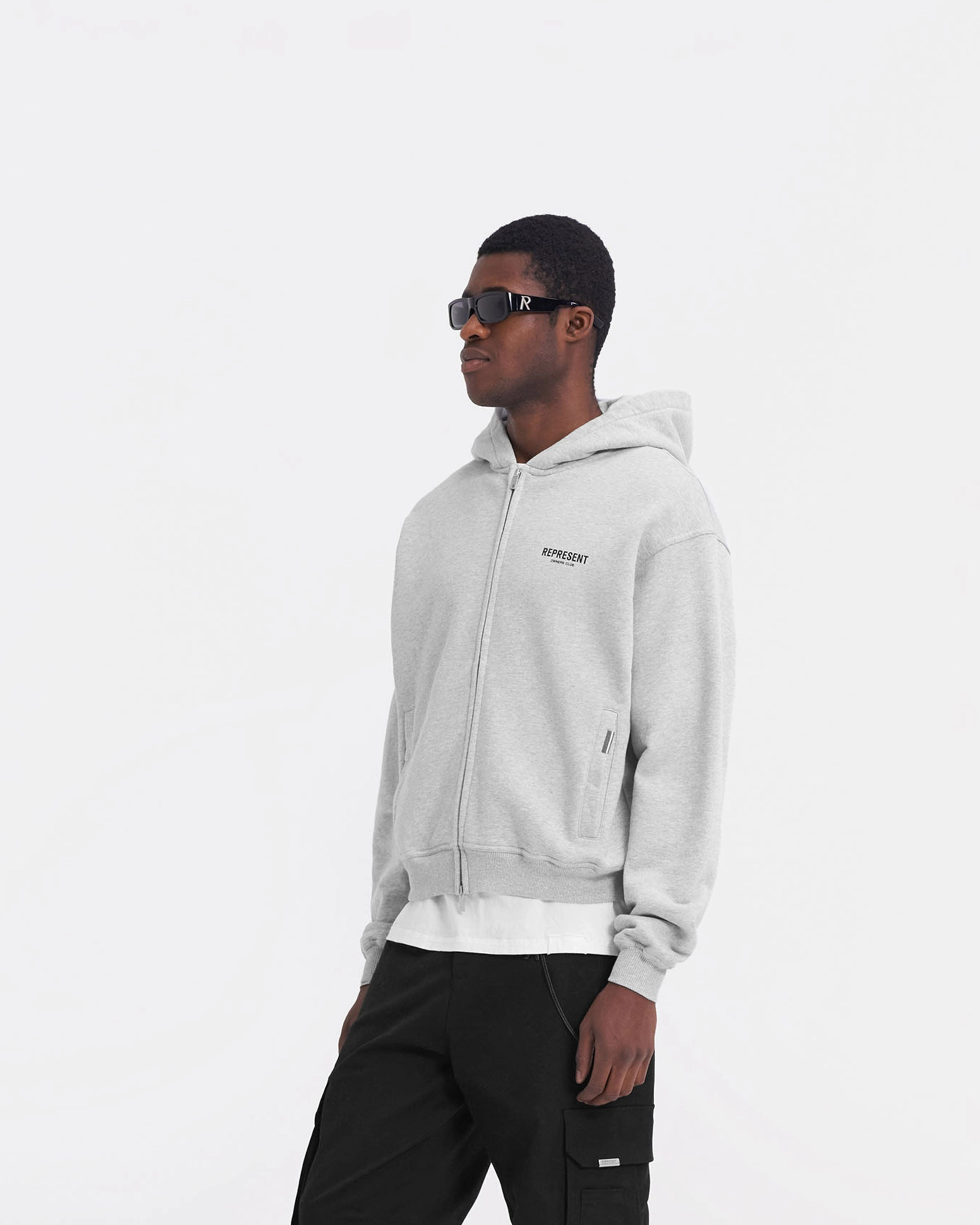Represent Owners Club Zip Hoodie - Ash Grey Chill Fit Design Outdoor Fit