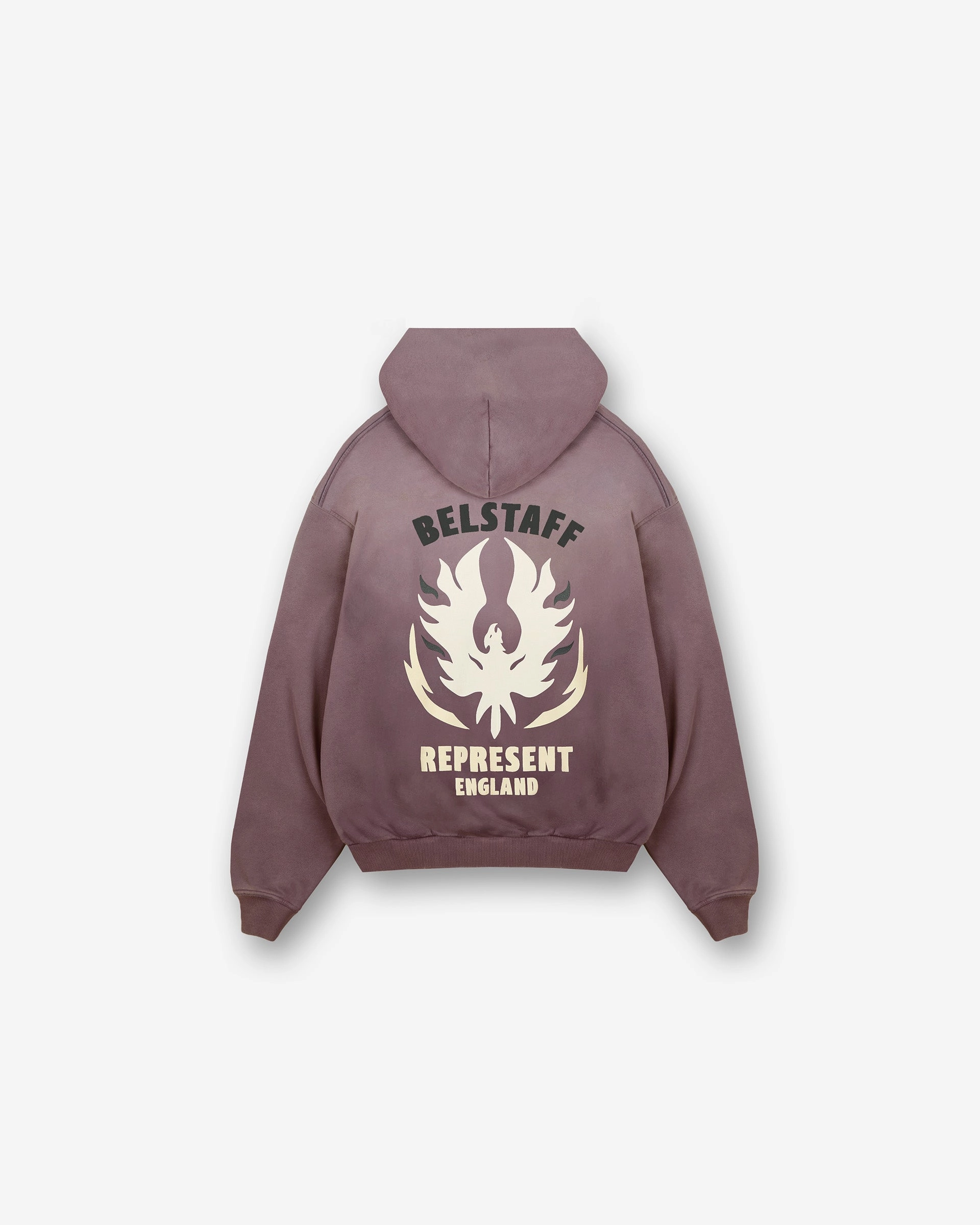 Street Appeal Textured Weave Represent X Belstaff Flame Phoenix Hoodie - Plum