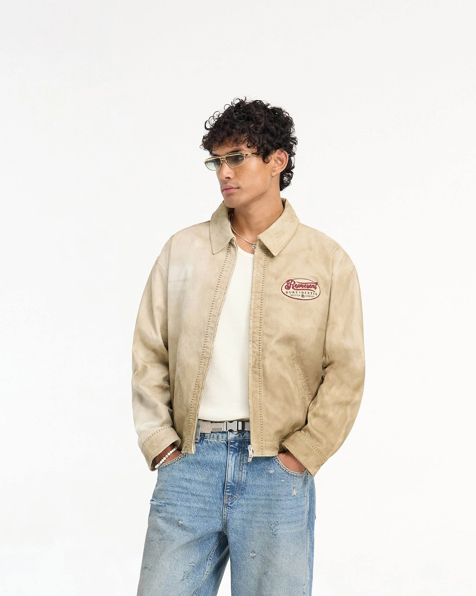 Represent X Duke   Dexter Multi Patch Carpenter Jacket - Sand Convertible styles Morning Commute Gear